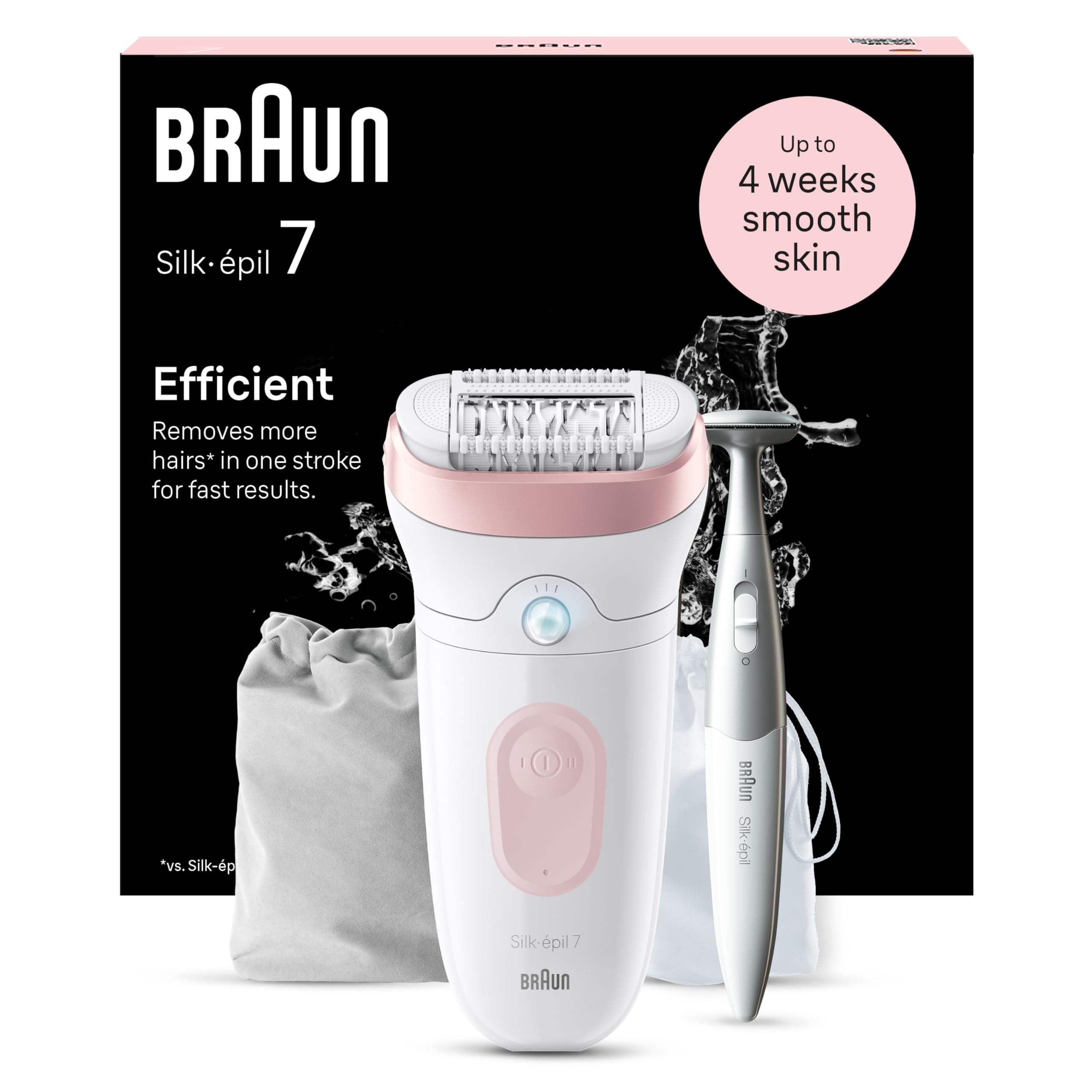 Braun Silk-épil 7, Depiladora Eléctrica Para Una Eliminación Del Vello Fácil, Piel Suave Duradera, 7-210, Blanco/Flamenco