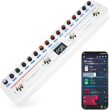 FLAMMA FB200 Intelligent Bass Multi-Effects Processor Pedal with 40 Presets 10 AMP Models 10 CAB Simulations 9 IR Slots 40 Rhythm Styles, Mod, Reverb, Tuner, APP Control, OTG Recording