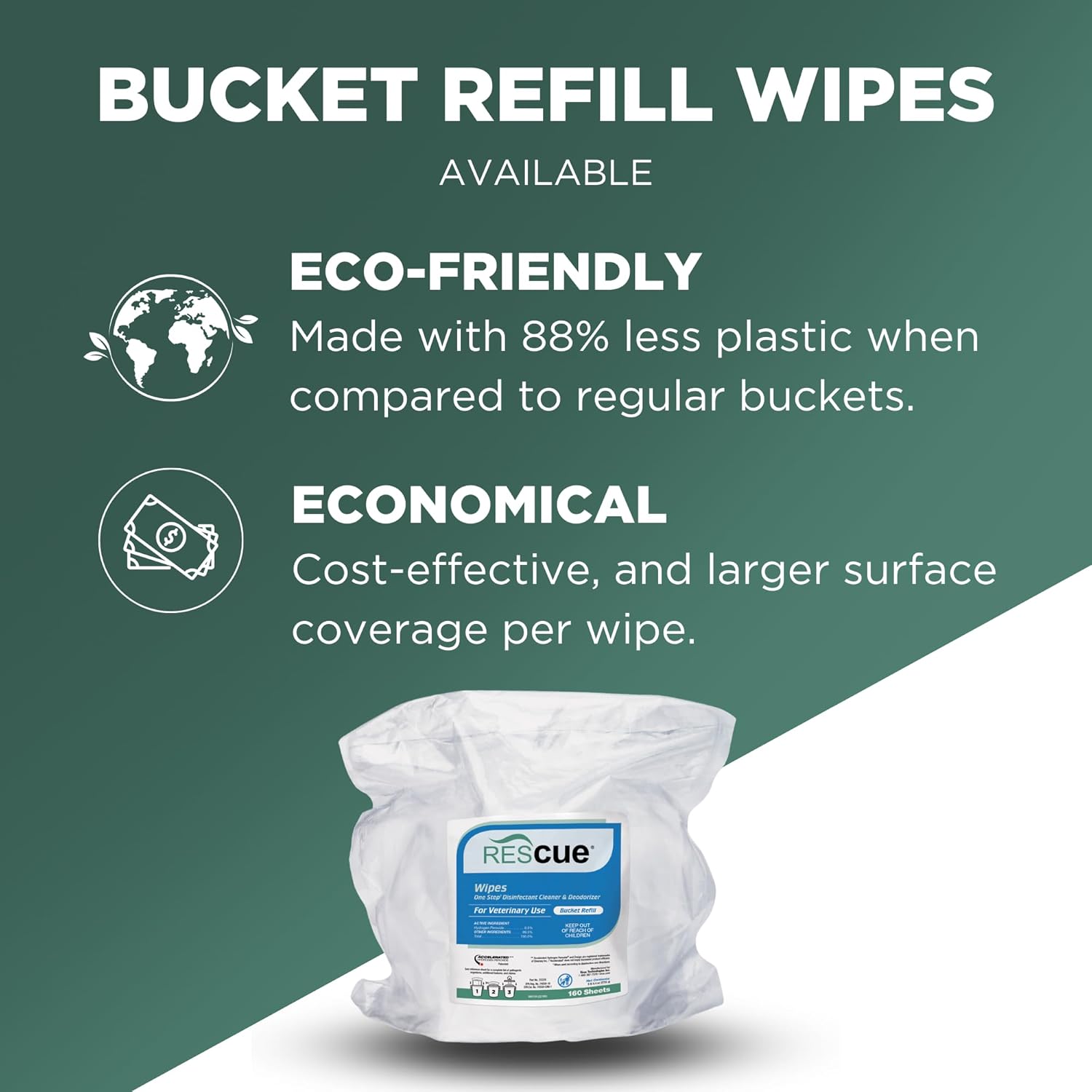 On Skin REScue Disinfectant Wipes 160ct Vet-Grade Cleaner For