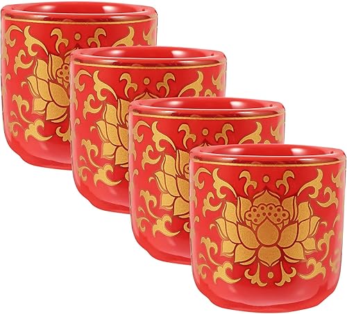 Ciieeo Tablas de cortar Copas de ofrenda budista 4pcs Taza de agua bendita Copa de adoración Lotus Meditación Bendición Copa Feng Shui Decoración