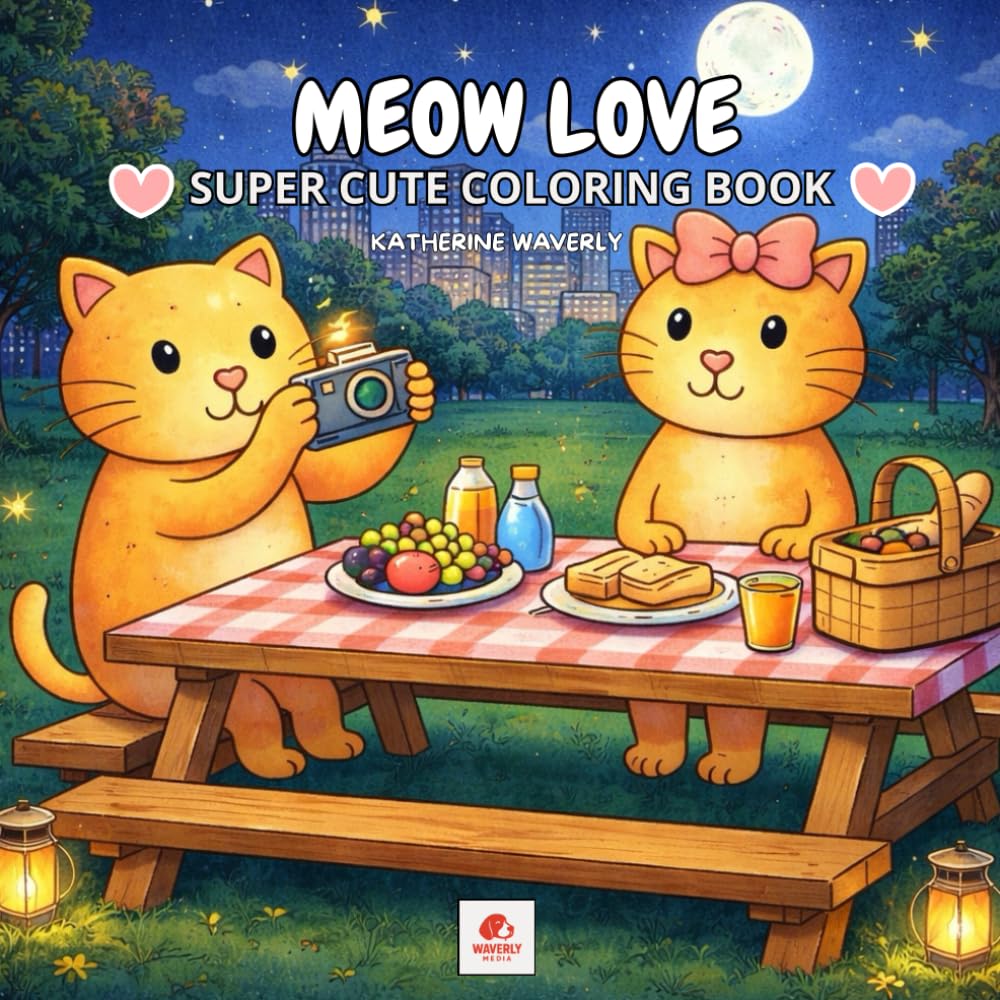 Meow Love: Super Cute Cat Coloring Book