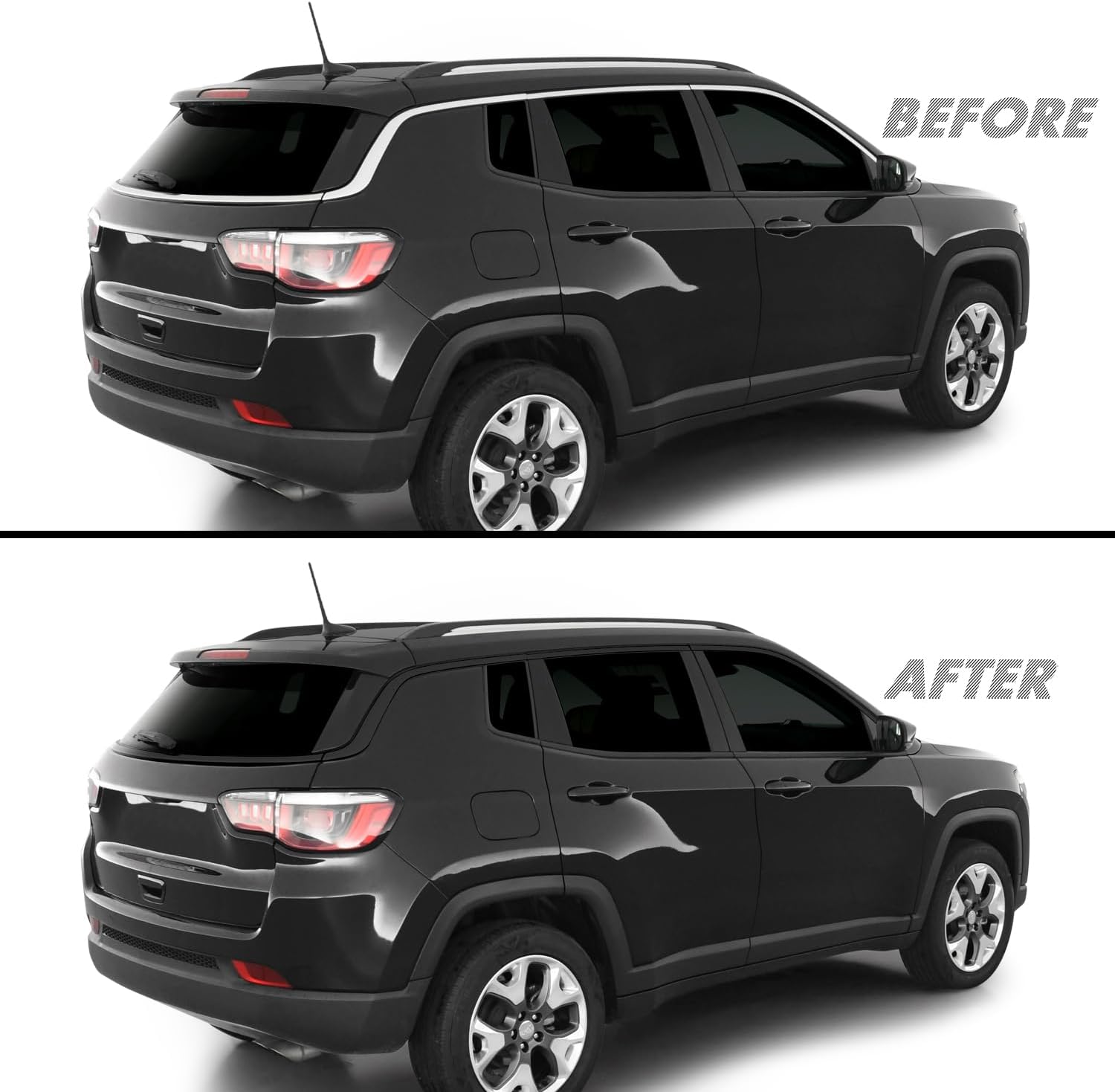 SlickMod Chrome Delete Blackout Vinyl Overlay for 2017-2025 Jeep Compass Window Trim (Gloss Black)
