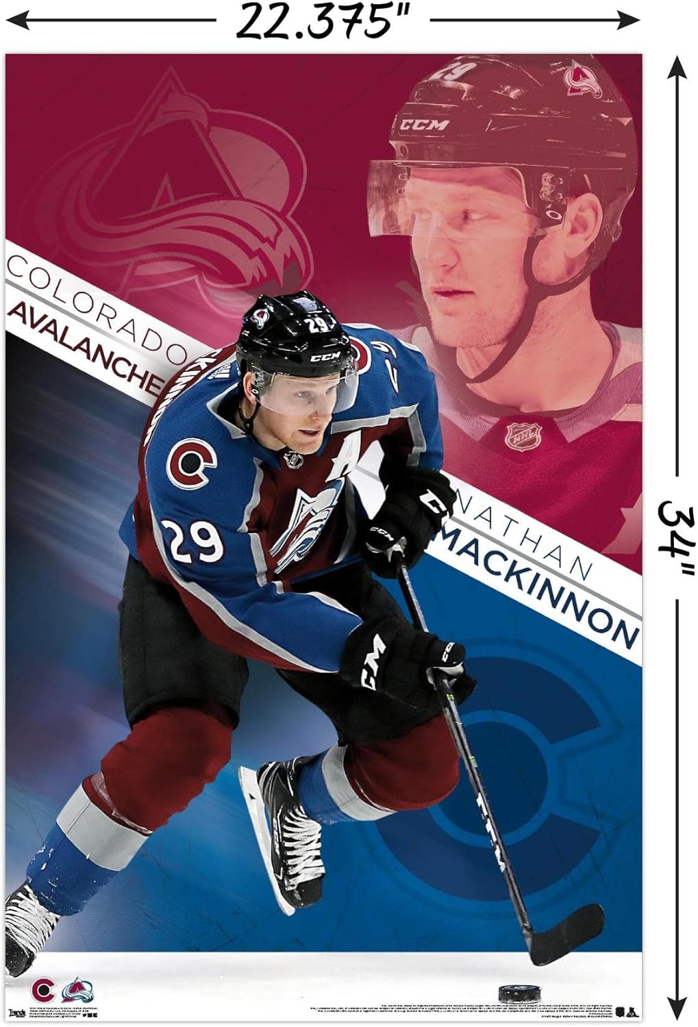 Trends International NHL Colorado Avalanche - Nathan Mackinnon Wall Poster, 22.375" x 34", Unframed Version - Image 3