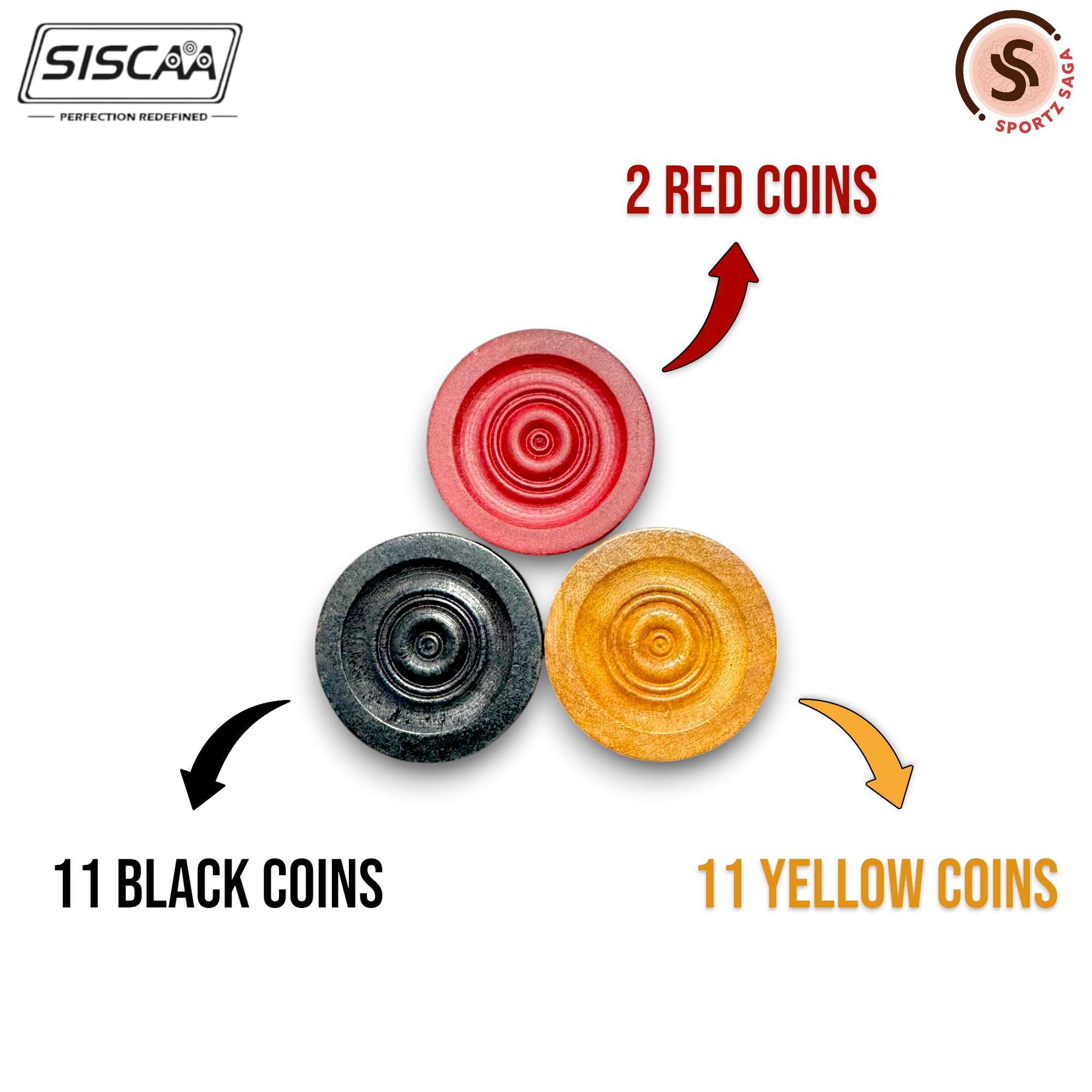Sportz Saga Siscaa Jazeera Coin Set – Premium Carrom Coins for Professional  Play, Smooth Glide, Durable, Ideal for Tournaments & Home Use : Amazon.in:  Toys & Games