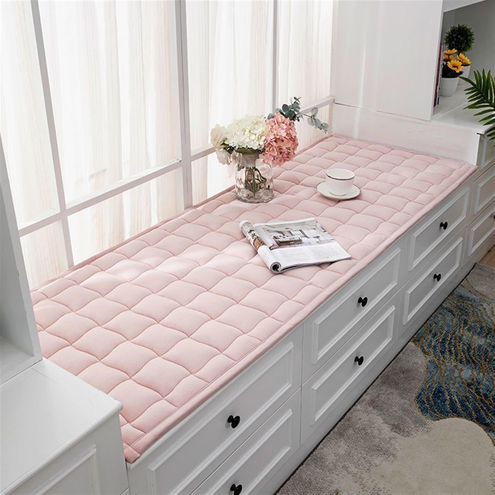 Morbida copertura lavabile per panca da giardino, 70 x 170 cm, rosa chiaro, antiscivolo, perfetta per patio, divano, uso interno ed esterno, comodo accessorio per sedute