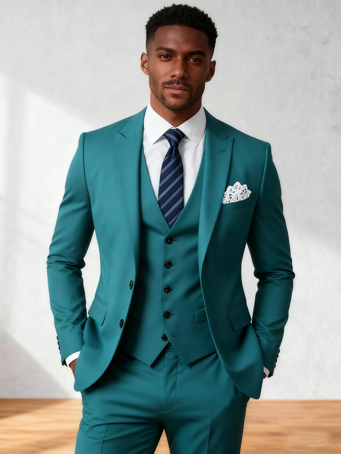 3 Piece Suit Men Slim Fit Suits for Men Wedding Groom Formal Business Suit Two Button Dinner Prom Tuxedo - Image 7