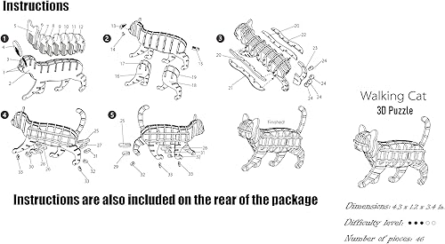 Miniatura 3 de Vyperion Rompecabezas de madera 3D para mascotas, caja de animales para gatos  Kit de modelo de madera contrachapada para adultos, adolescentes y