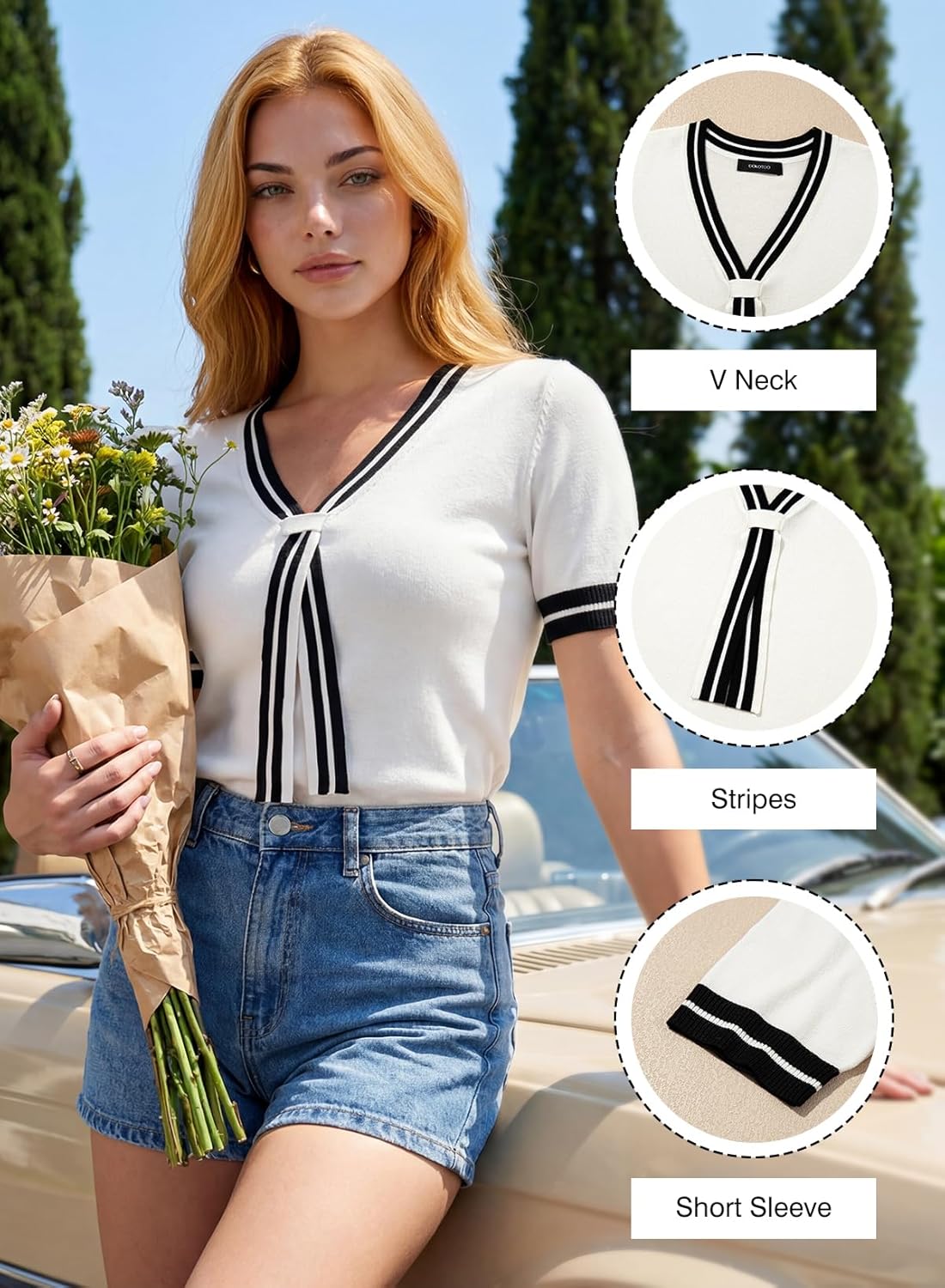 Dokotoo Women’s Lightweight Knit Top Chic V Neck Short Sleeve Sweater Blouses Daily Wear 2026 Spring Summer - Image 4