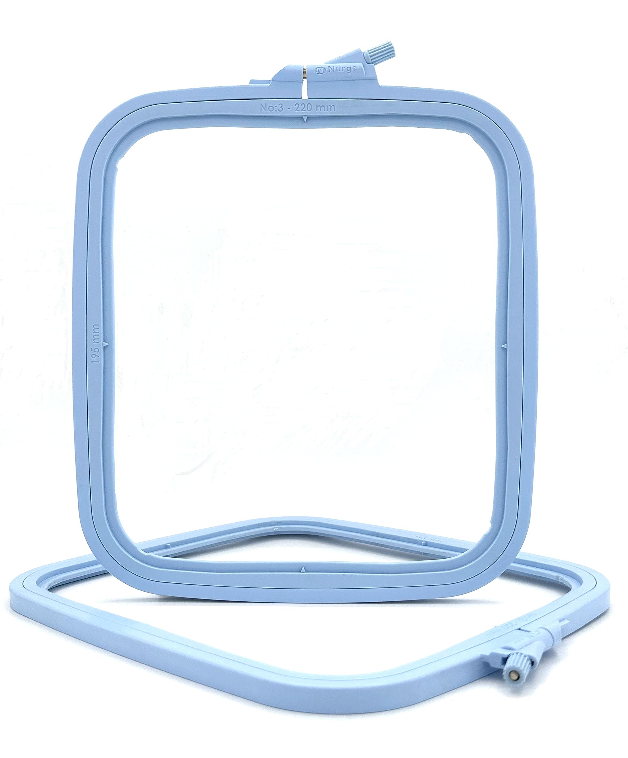 Nurge Square Embroidery Hoop - Plastic Cross Stitch Frame for Needlepoint & Embroidery - Adjustable Craft Hoop - Blue - No:3 (Medium)