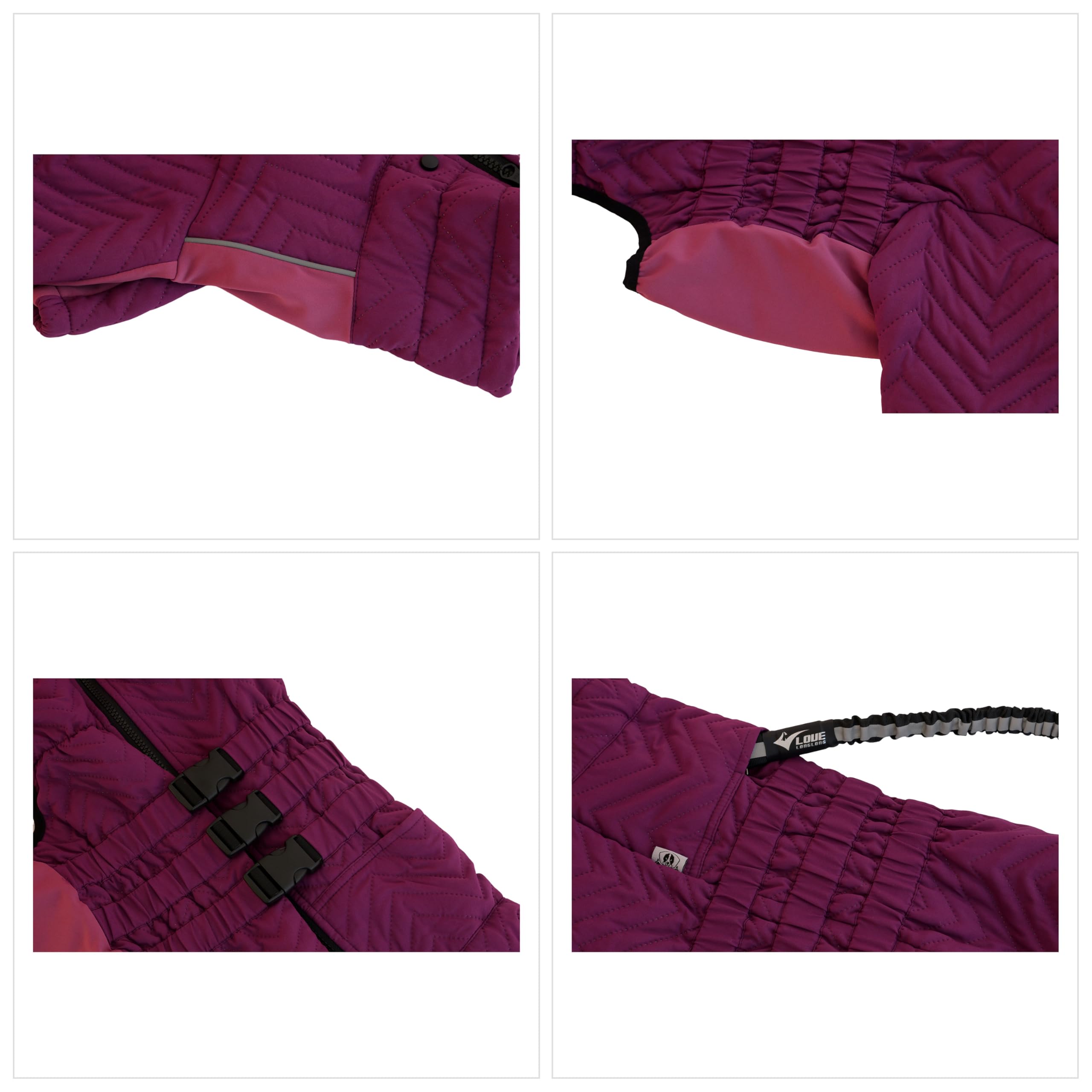 Chaleco cálido para perro, doble capa, 4 patas cubiertas, resistente al viento, impermeable, reflectante, morado, XS - L