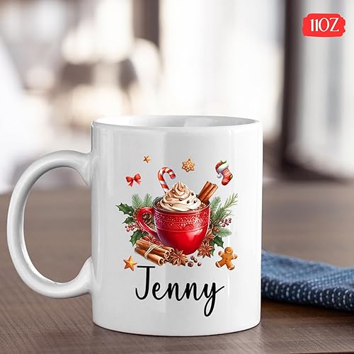 Miniatura 4 de Taza de Navidad de chocolate caliente personalizada, taza de café de Navidad personalizada con nombre, taza de té de Navidad de chocolate caliente,