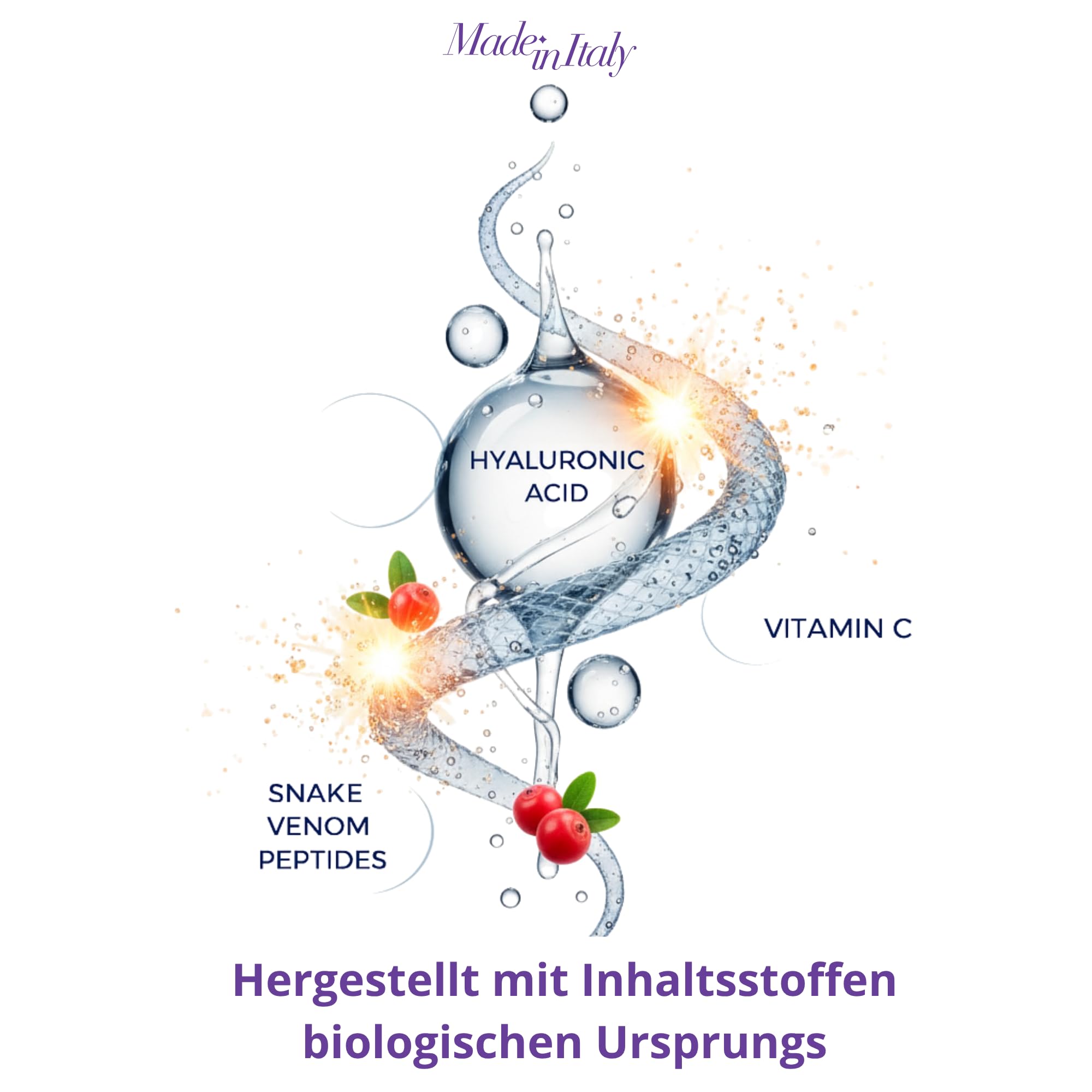 Antifalten-Gesichtsserum mit intensivem Botox- und Filler-Effekt 30ml | Sofort-Lifting und Anti-Aging mit Viperngift-Peptiden, Hyaluronsäure und Vitamin C | NaturaPuras | Dreifache Hyaluronsäure, Vitamin C, sofortiger Botox-Lifting-Effekt, biomimetische P