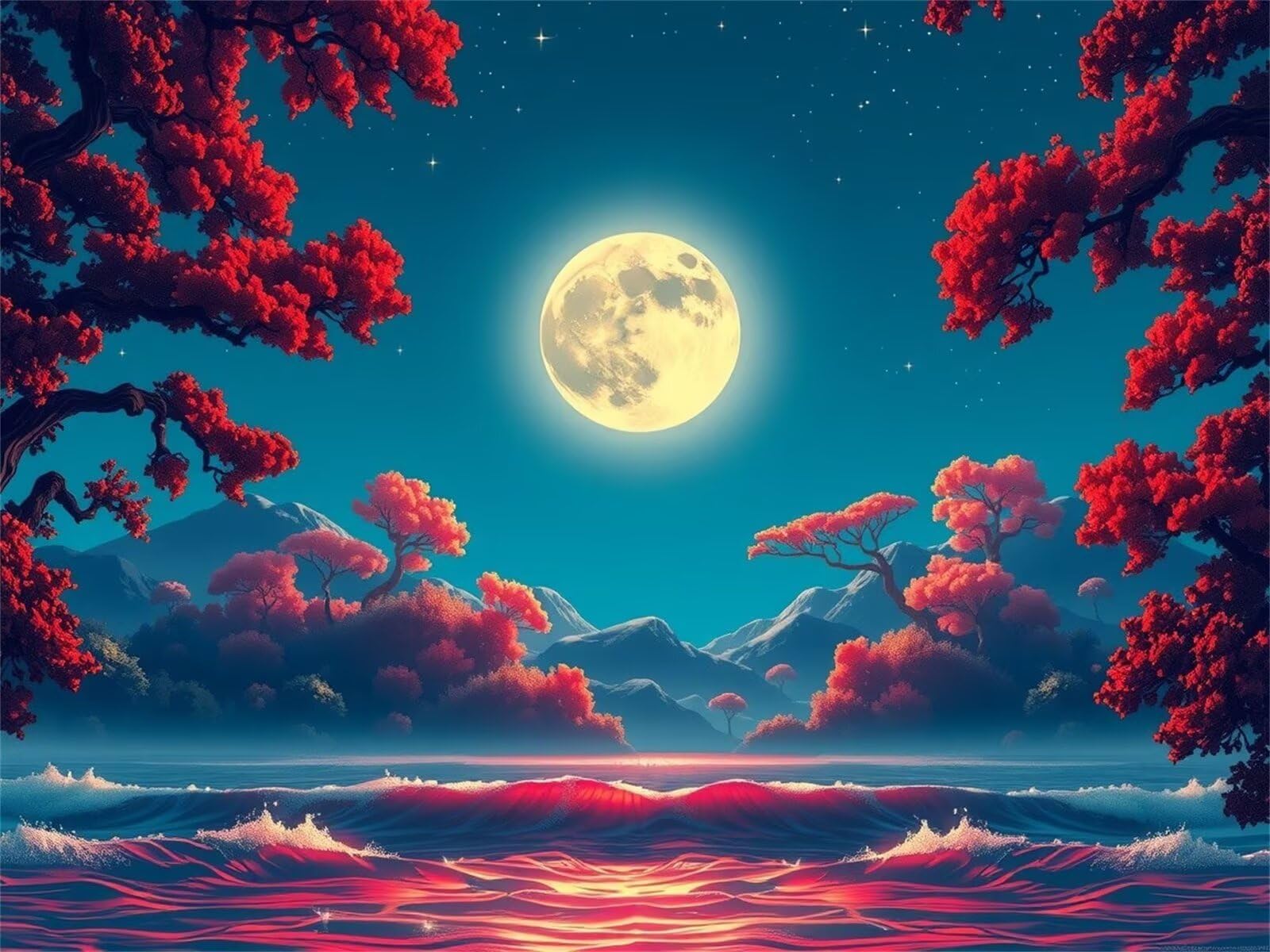 Puzzle 1500 pezzi Albero della Luna Rossa per Adulti, 87x57cm Puzzle Adulti 1500 pezzi, Giochi Di Puzzle per Tutta La Famiglia, Un Regalo Festivo per Gli Amici in Una Bella Confezione