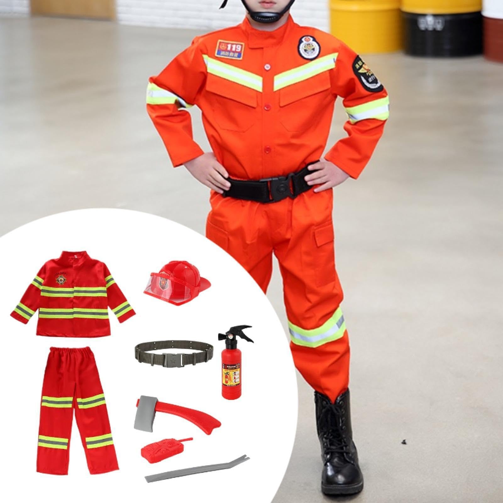 Feuerwehr Kostüm Kinder Outfit Uniform Zubehör Gürtel Aus Polyester für Rollenspiel Halloween Party Geschenk Heimdekoration, Stil C