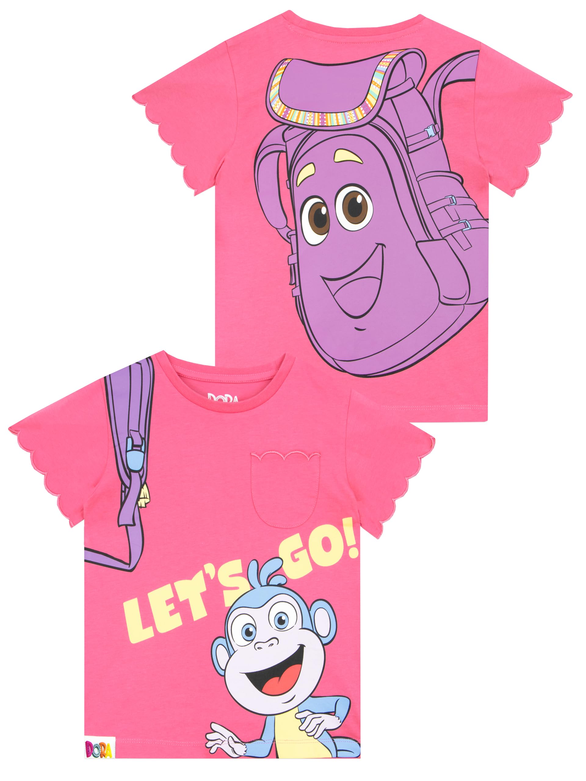 DORA Girls Tshirt, Short Sleeve Girls’ T- Shirts, Summer Kids Clothes, Pink 2-3 Years