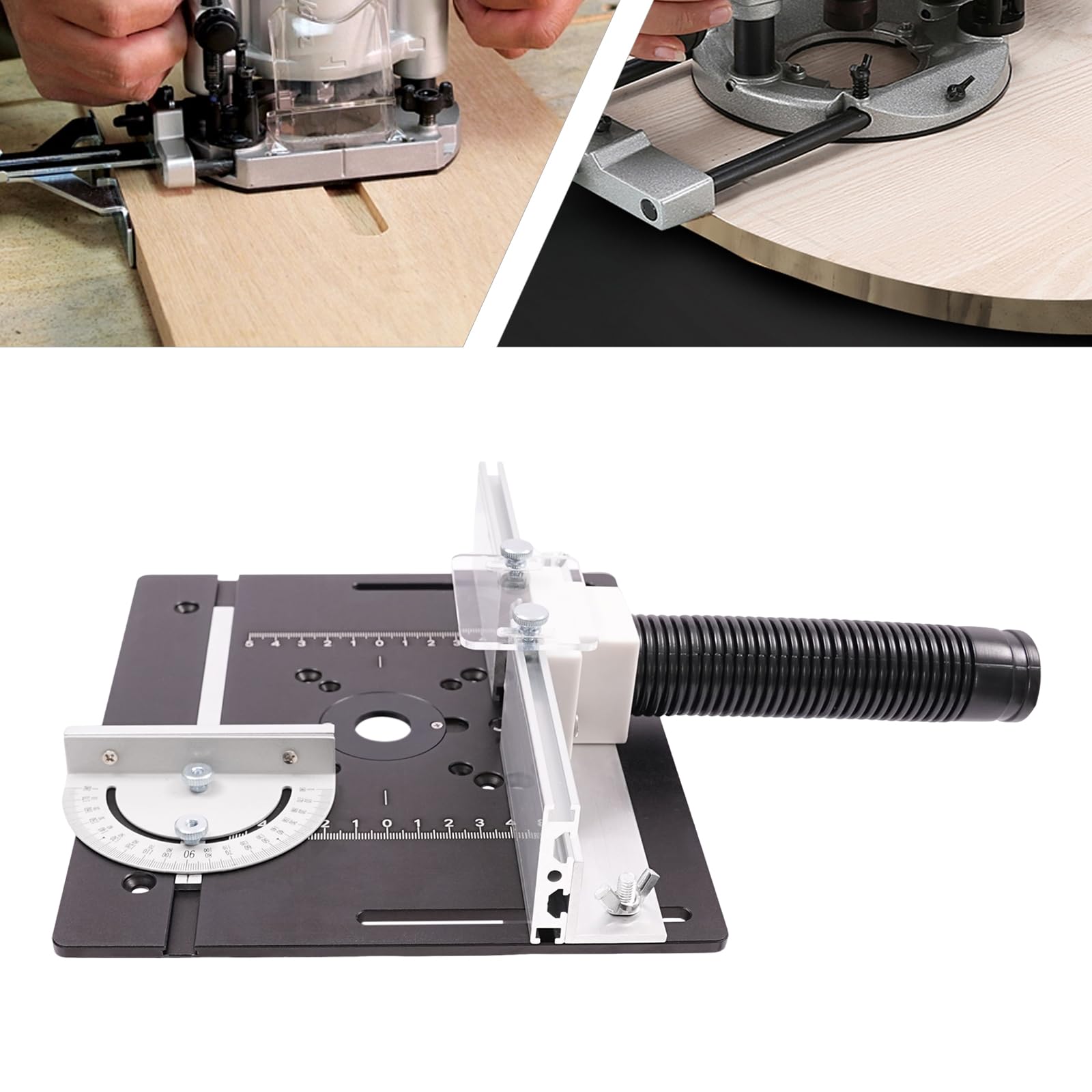 Router da tavolo, in lega di alluminio, fresa per legno, router da tavolo, piastra per pialla con stencil obliquo, piastra per fresatura, strumento ausiliario per incisione, piastra per fresatura