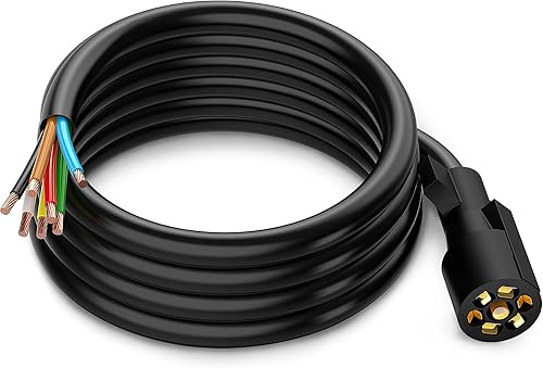 MICTUNING Cable de remolque en línea de 7 vías resistente con conector de doble clavija de 8 pies, resistente a la intemperie