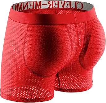 Mens Butt Padded Boxer Briefs, Breathable Mesh Underwear, Butt Enhancer Underpants with Hip Pad