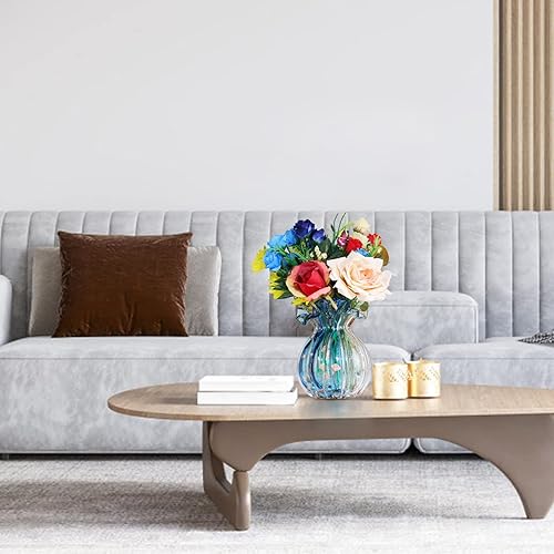 Miniatura 6 de Florero de vidrio soplado, jarrón de boca ancha, jarrón de arte de vidrio moderno, jarrón de decoración de sala de estar para sala de estar, cocina,