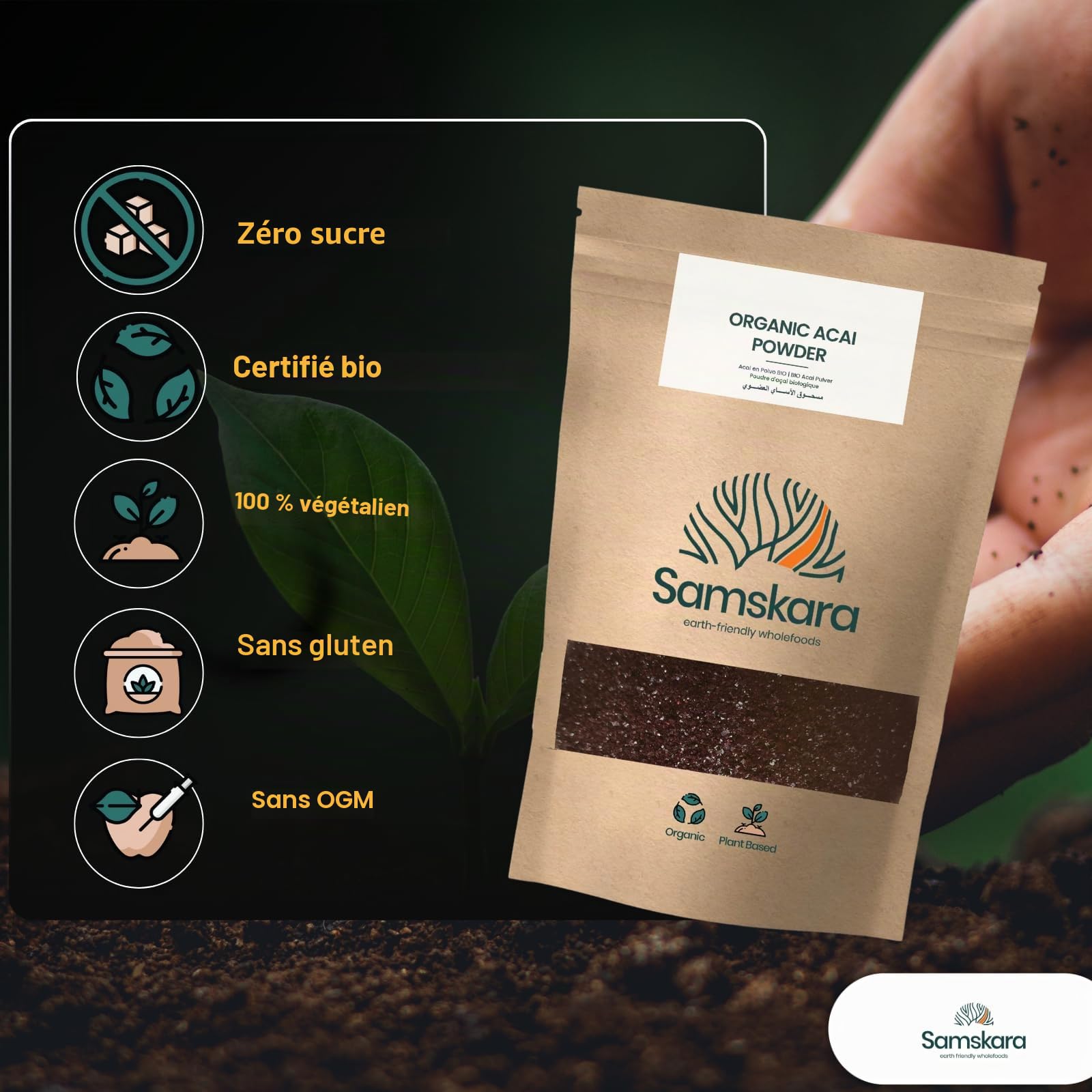 Poudre d'açai| BIO biologique | Samskara | (500g x 1 pack)