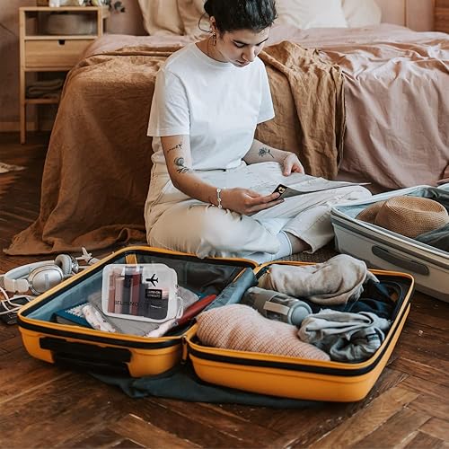 Miniatura 6 de BELISIMO Neceser de viaje transparente aprobado por la TSA con accesorios de viaje, tamaño de cuarto de galón, bolsa de cosméticos, bolsas de