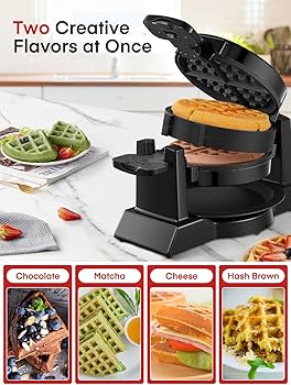 FOHERE Waffle Maker, 8-Slice Belgian Waffle Maker, 180° Rotating FOHERE Waffle Maker, 8-Slice Belgian Waffle Maker, 180° Rotating