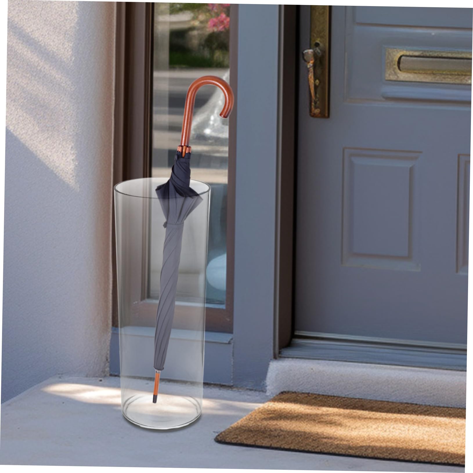 Contenitore Rotondo Trasparente per Ombrelli Pet, Stabile e Salvaspazio | Organizza e Asciuga Ombrelli e Bastoni, Stile Moderno Decorativo, per Ingresso e Interno