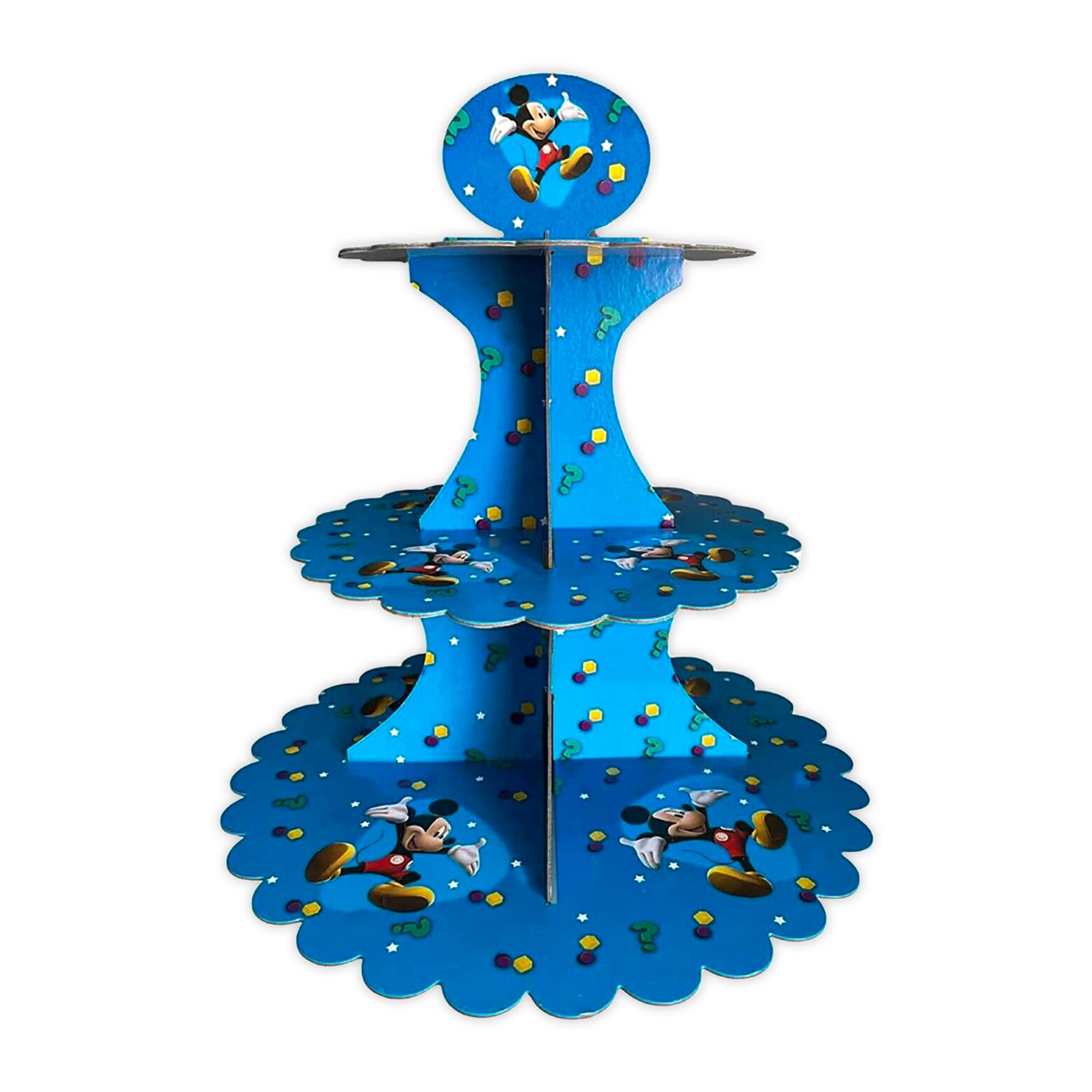 Cardboard Cupcake Stand – 3 Tier Dessert Display for Muffins, Pastries, and Treats – Lightweight & Reusable, Mickey Mouse