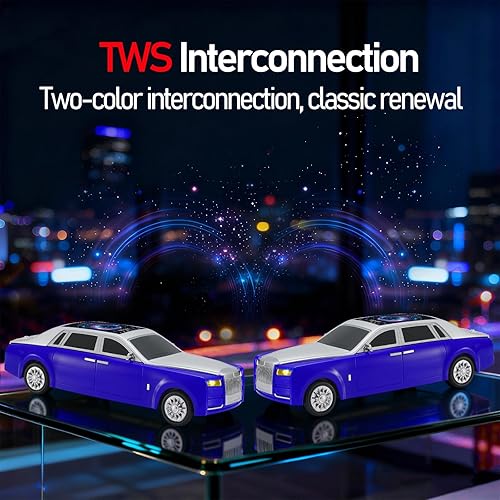 Miniatura 5 de WS-610 Luxury Sedan Replica Bluetooth Speaker - Pantalla LED de cielo estrellado, sonido HD, estéreo TWS, radio FM, reproducción USBTF, micrófono