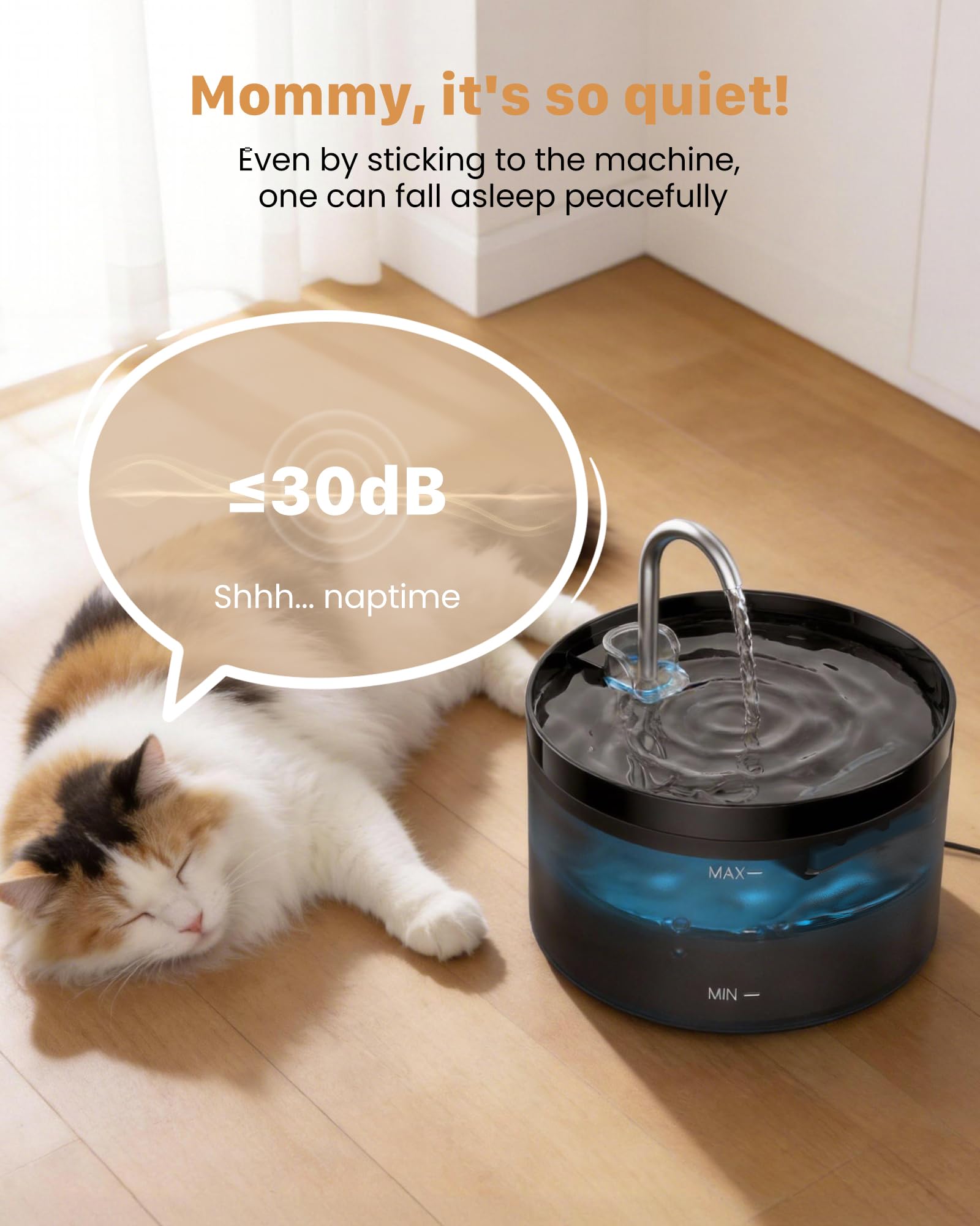 Cat Water Fountain for Drinking: GIOTOHUN 2L Cat Fountain - Super Silent - Built-In Led Light - Activated Carbon Filter - Translucent Water Tank - Cats Waterer Fountains for Multiple Pets