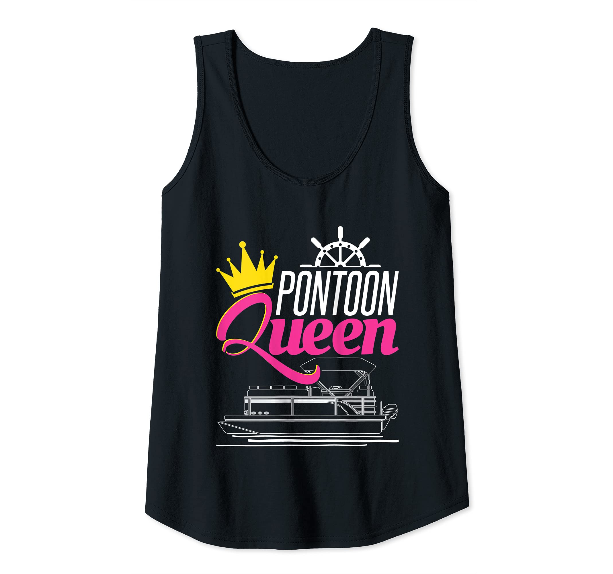 Funny Pontoon ShirtsWomens Pontoon Queen - Funny Pontoon Boat Pontooning Party Boat Tank TopOEKO-TEX STANDARD 100