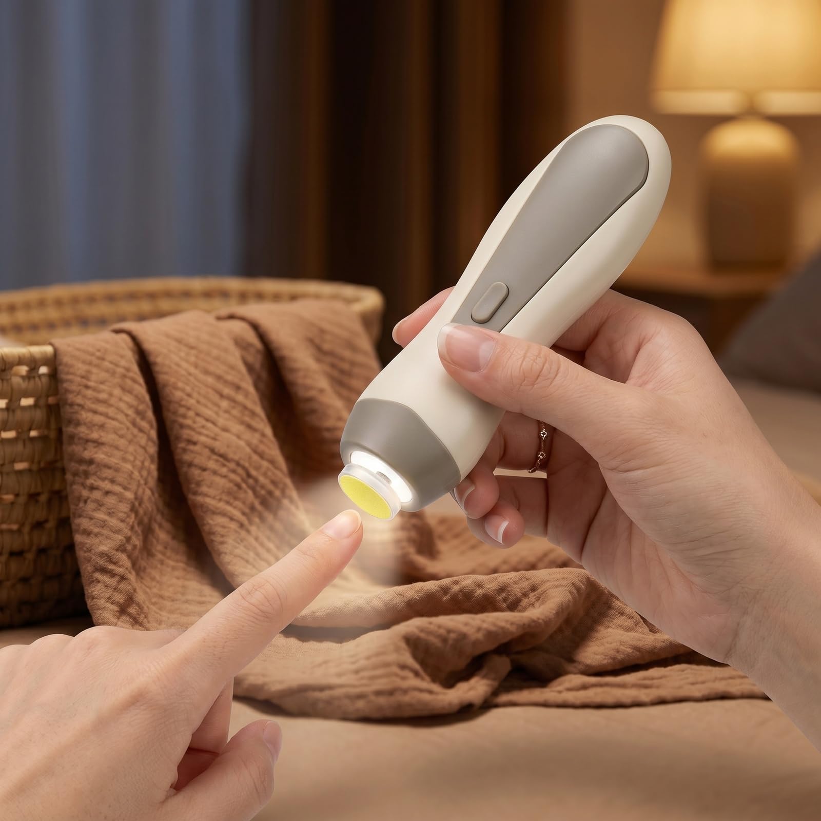 Lime a Ongle Electrique Bebe, Coupe Ongle Bebe avec 6 Têtes, Lumière LED et Boîte de Rangement, Soin Ongles pour Nouveau-Né, Bébé, Adulte, Coupe et Vernis