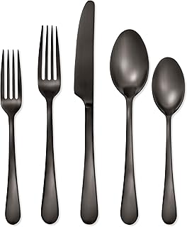 Hampton Forge Skandia Mirabella Satin Flatware Set, 20 Piece, Gunmetal
