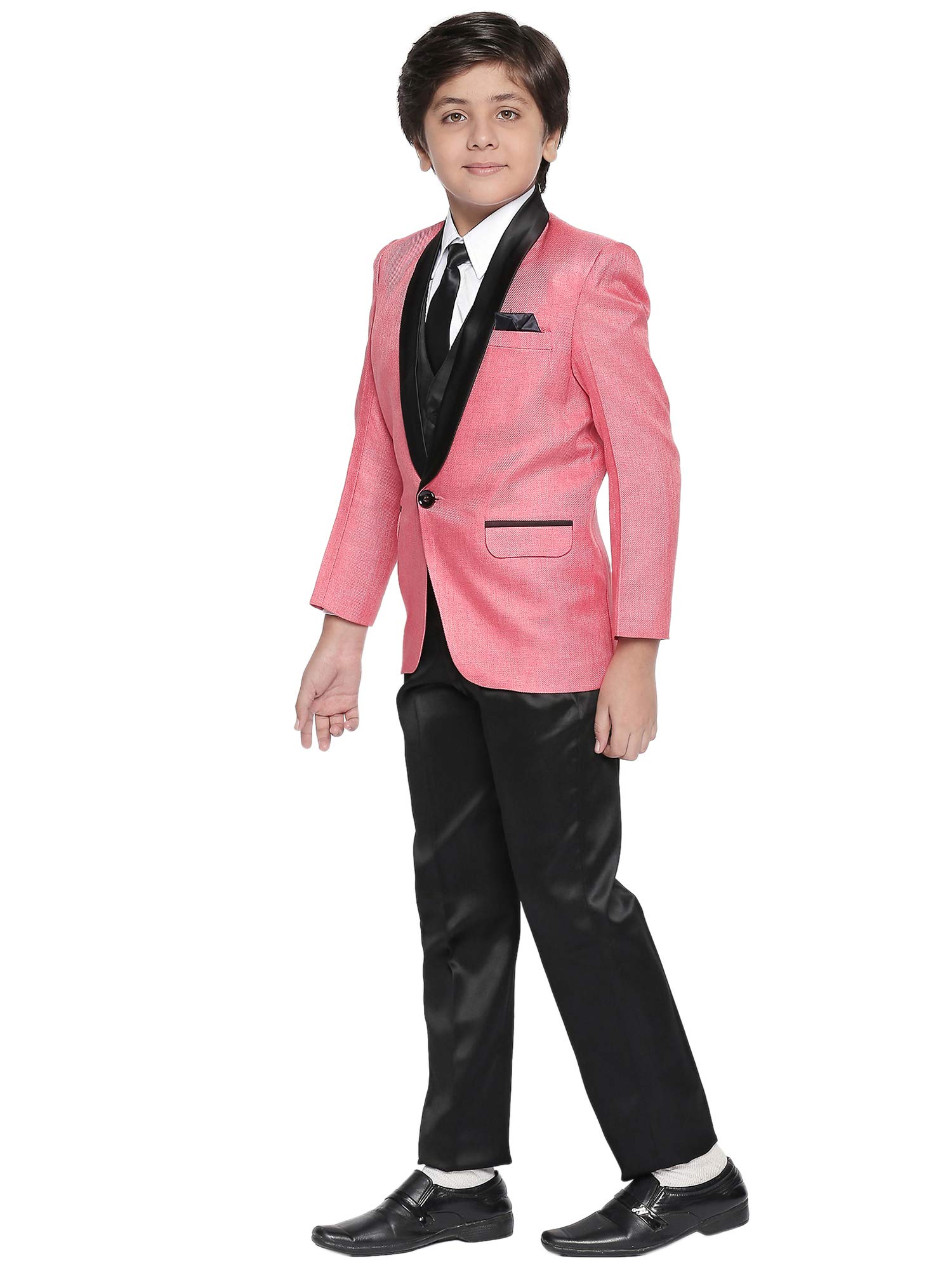 Jeetethnics Boys Pink Coat Suit Set with Waistcoat Shirt and Trousers (9063DJ)