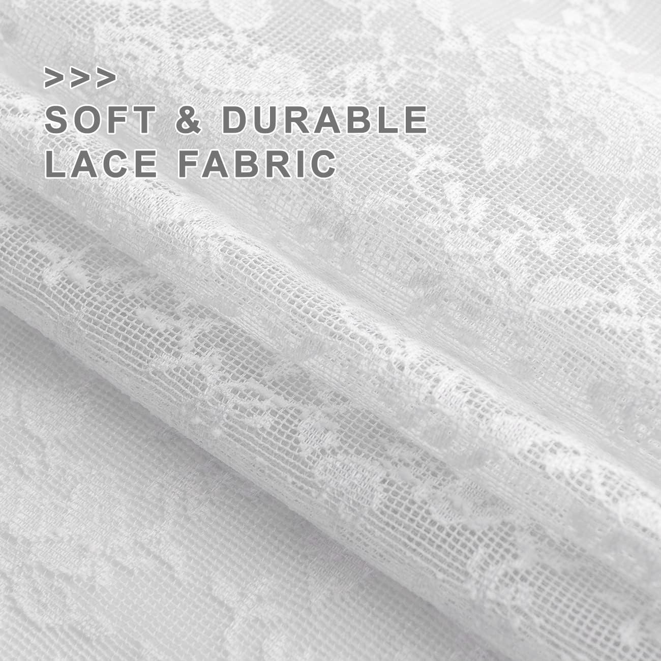 FINECITY White Lace Curtains 108 Inch Length - Vintage Rose Floral Lace Curtains for Living Room, Light Filtering and Privacy White Sheer Curtains 2 Panels, 52 x 108 Inch, White