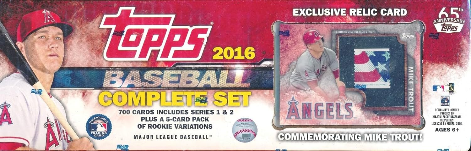 2016 Topps Baseball EXCLUSIVE MASSIVE 706 Card MIKE TROUT Stamp RELIC Complete Factory Set with 5 ROOKIE VARIATION Cards including 2Corey Seager RC's! Includes all Cards from Series 1&2!