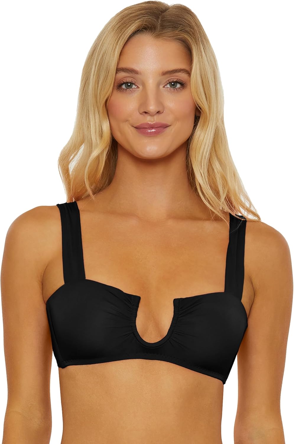 ISABELLA ROSE Women's Belmore Shirred U-Wire Bikini Top, Adjustable, Swimwear Separates