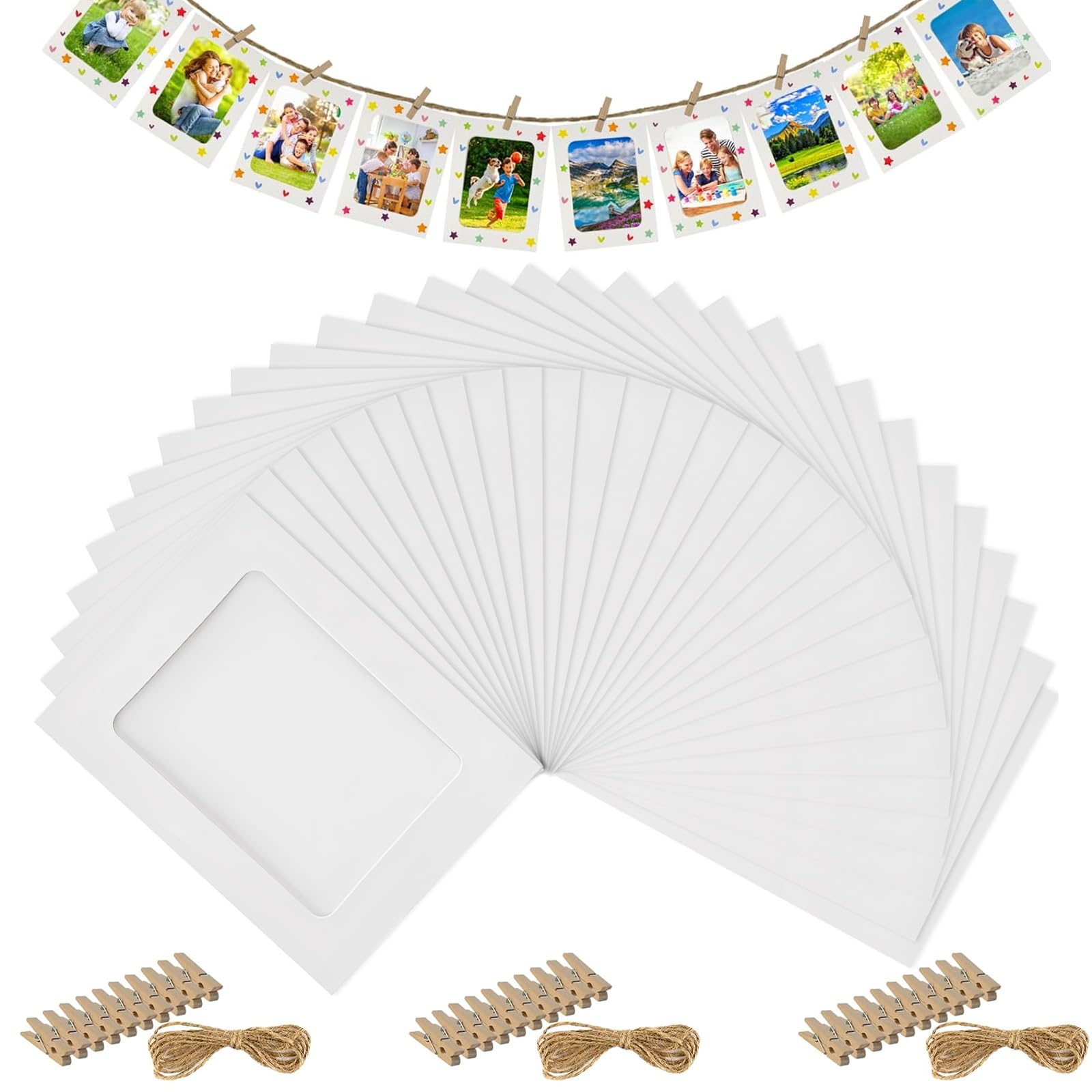 30Pcs Cardboard Photo Frames, Photo Mounts Cardboard, Paper Photoes Frames Mat, 4x6In Cardboards Picture Frames