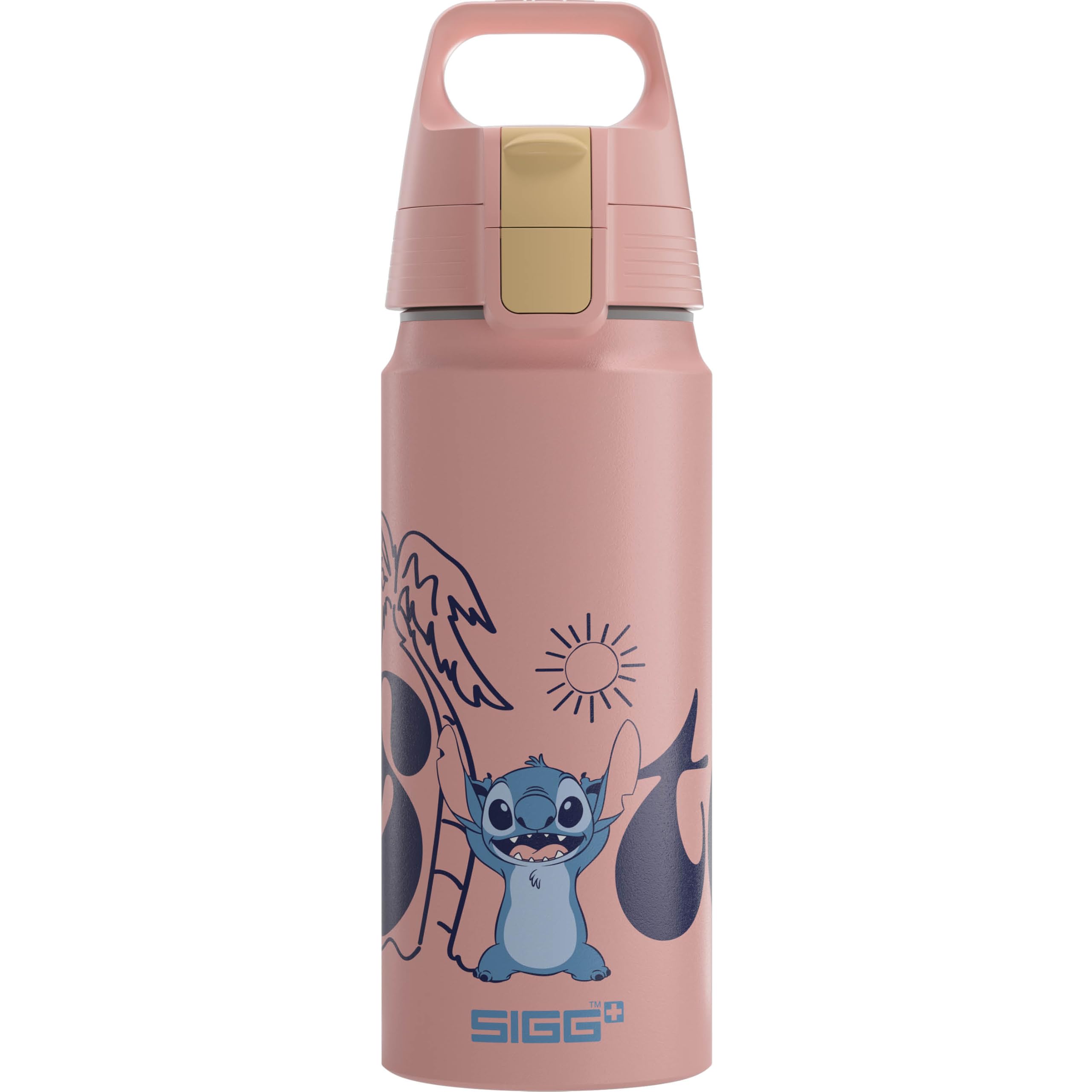 Aluminium Water Bottle for Children - WMB One Stitch - Suitable for Carbonated Drinks - Leak-Proof - Feather-Light - BPA-Free - Climate Neutral Certified - Playful Peach - 0.6 L