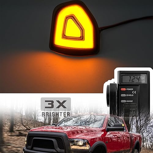 Miniatura 2 de NSLUMO Espejo lateral LED luces intermitentes para Dodge Ram 2010-2018 1500 2500 3500 Pickup ámbar Led espejo de remolque intermitente lámpara