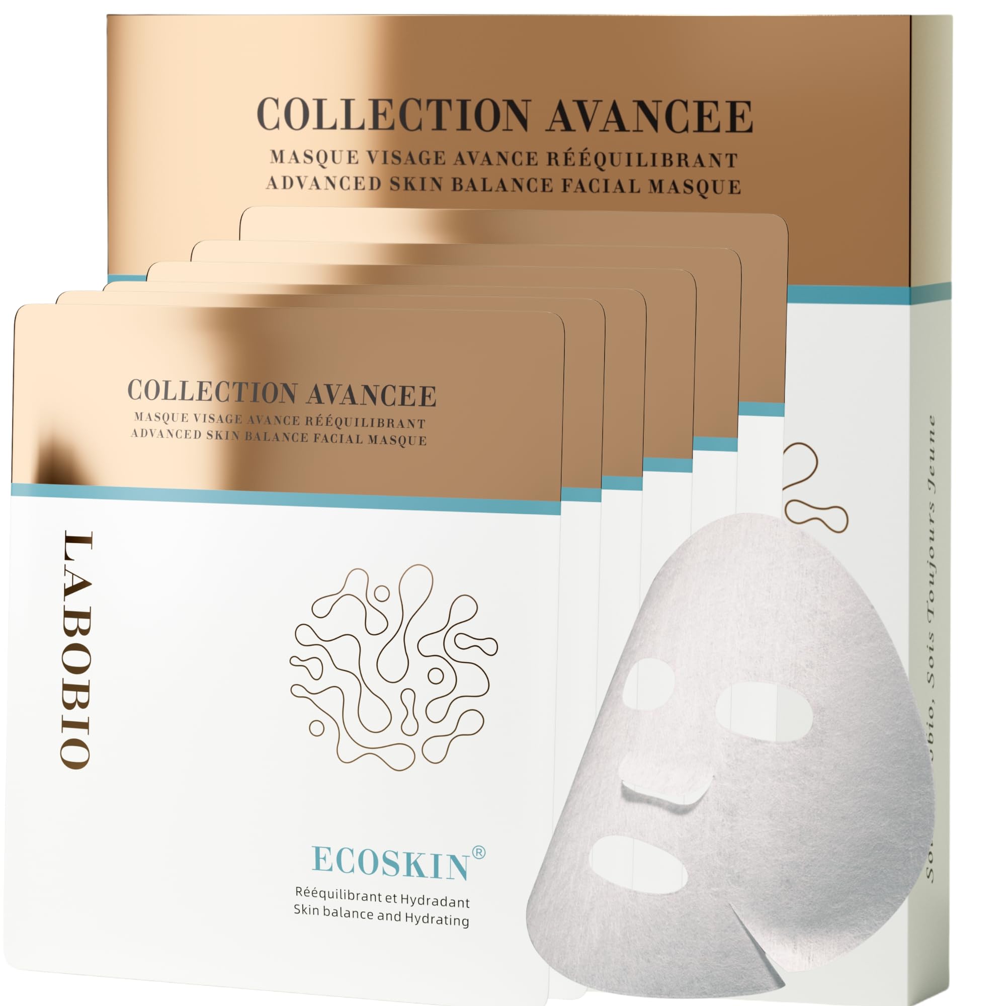 Masque Visage Hydratant & Apaisant – Lot de 6 Masques | Hydratation Intense | Soin Visage | Fabriqué en France | LABOBIO
