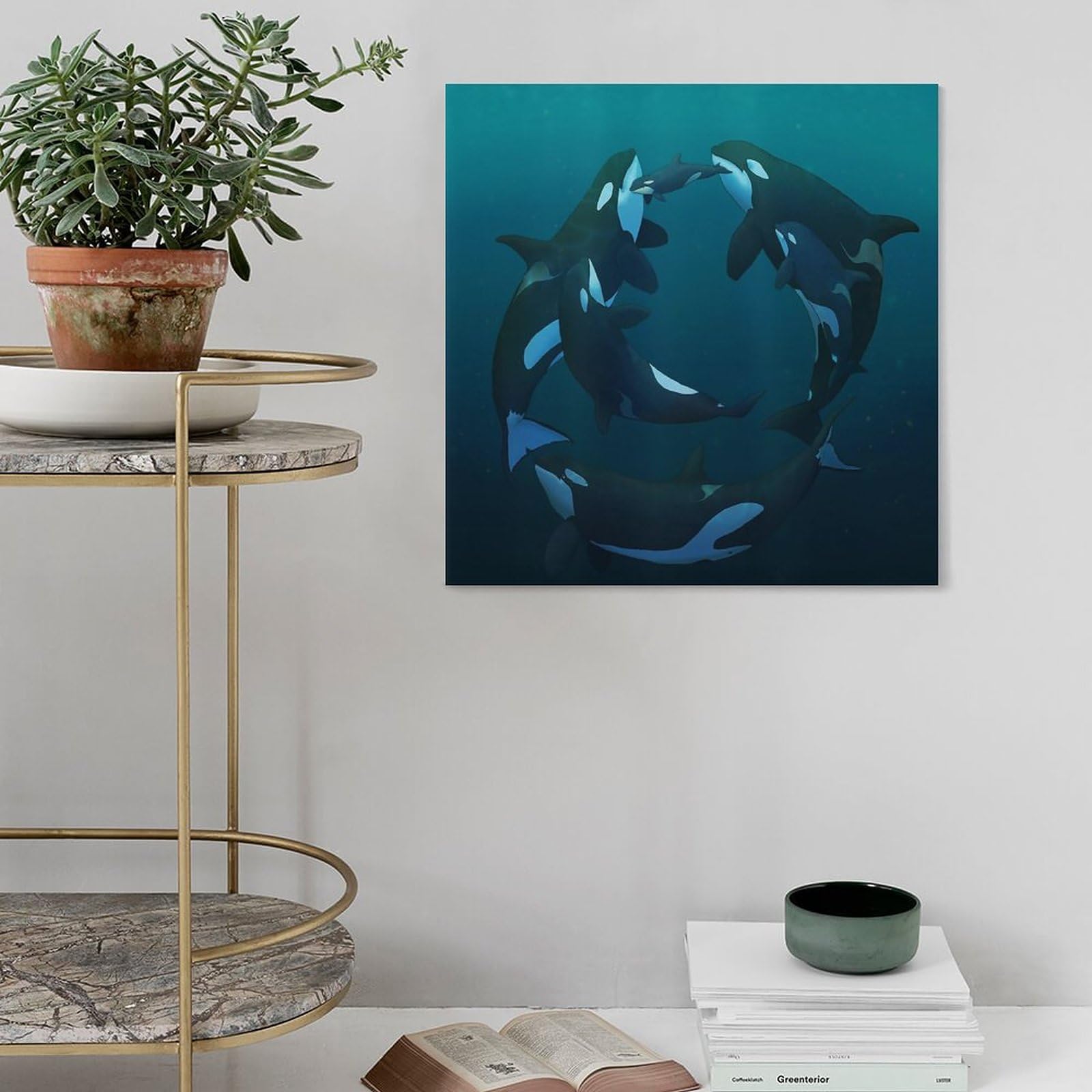 Amazon.co.jp: アートパネル 海動物 シャチ キャンバス絵画 ポスター