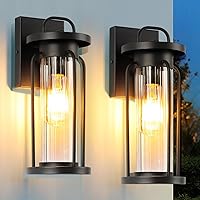 IDPUSEN 2 Pack 14 Inch Matte Black Outdoor Wall Light Fixtures - Waterproof Anti-Rust Exterior Coach Lanterns for Porch Garage Patio