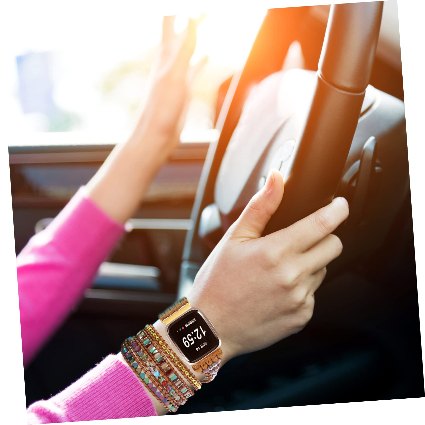 DOITOOL Lot De 5 Bracelets De Montre Décoratifs En Pierre Tissée Pour Montre Connectée Légers Confortables Et Faciles À Installer