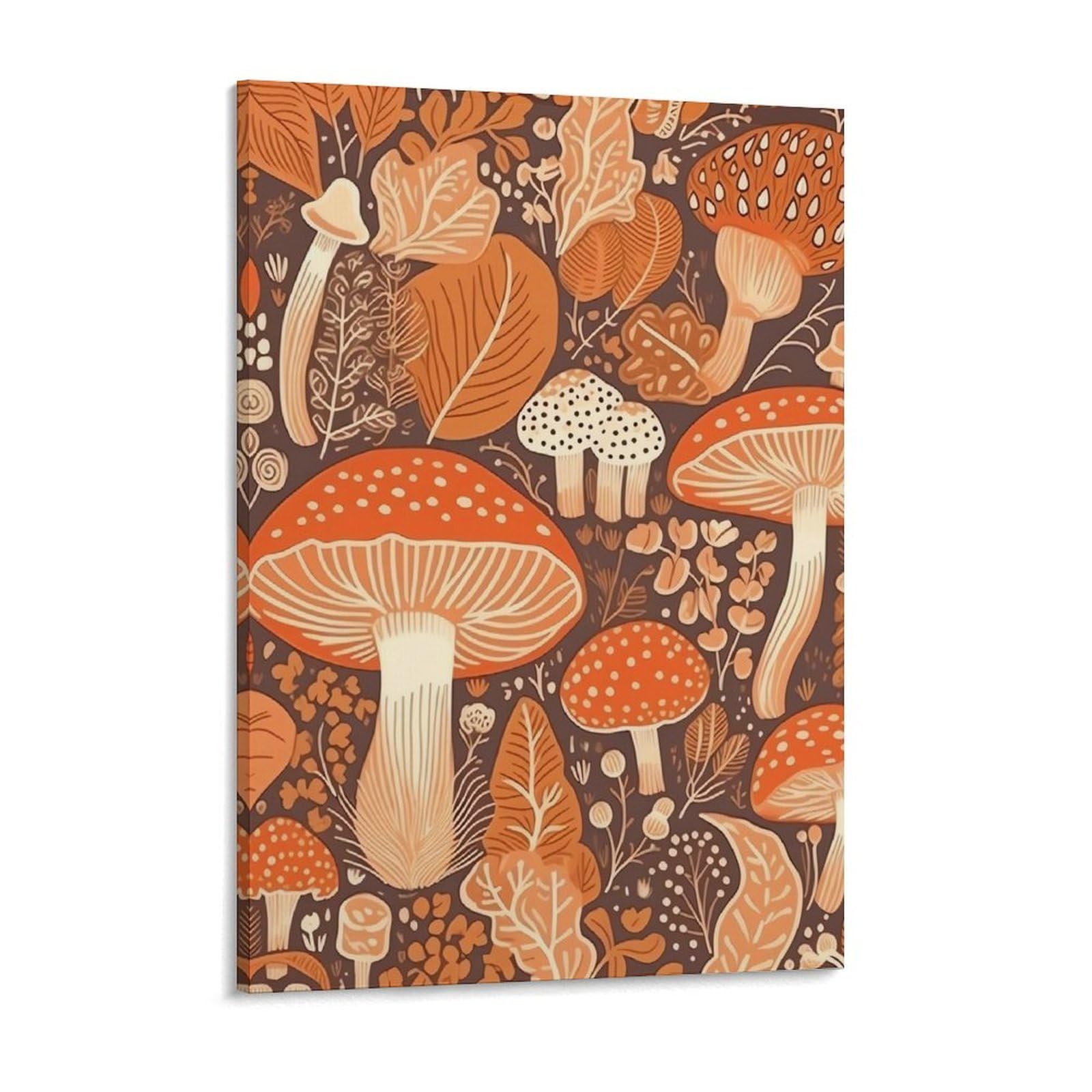 Cartoon Mushroom Canvas Wall Art for Bedroom 18x24inch Canvas Prints Artwork for Walls Modern Picture Artwork Painting for Living Room Aesthetic Wall Paintings for Bathroom Kitchen Office Dec