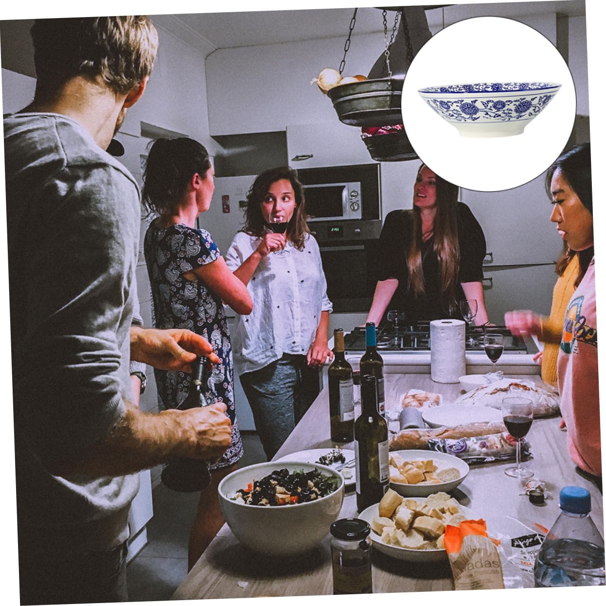 Sosoport Cuenco de Porcelana Azul y Tazón de Fideos Tazón de Sopa para Uso Doméstico Suministros de Cocina Cuenco para Servir Comida