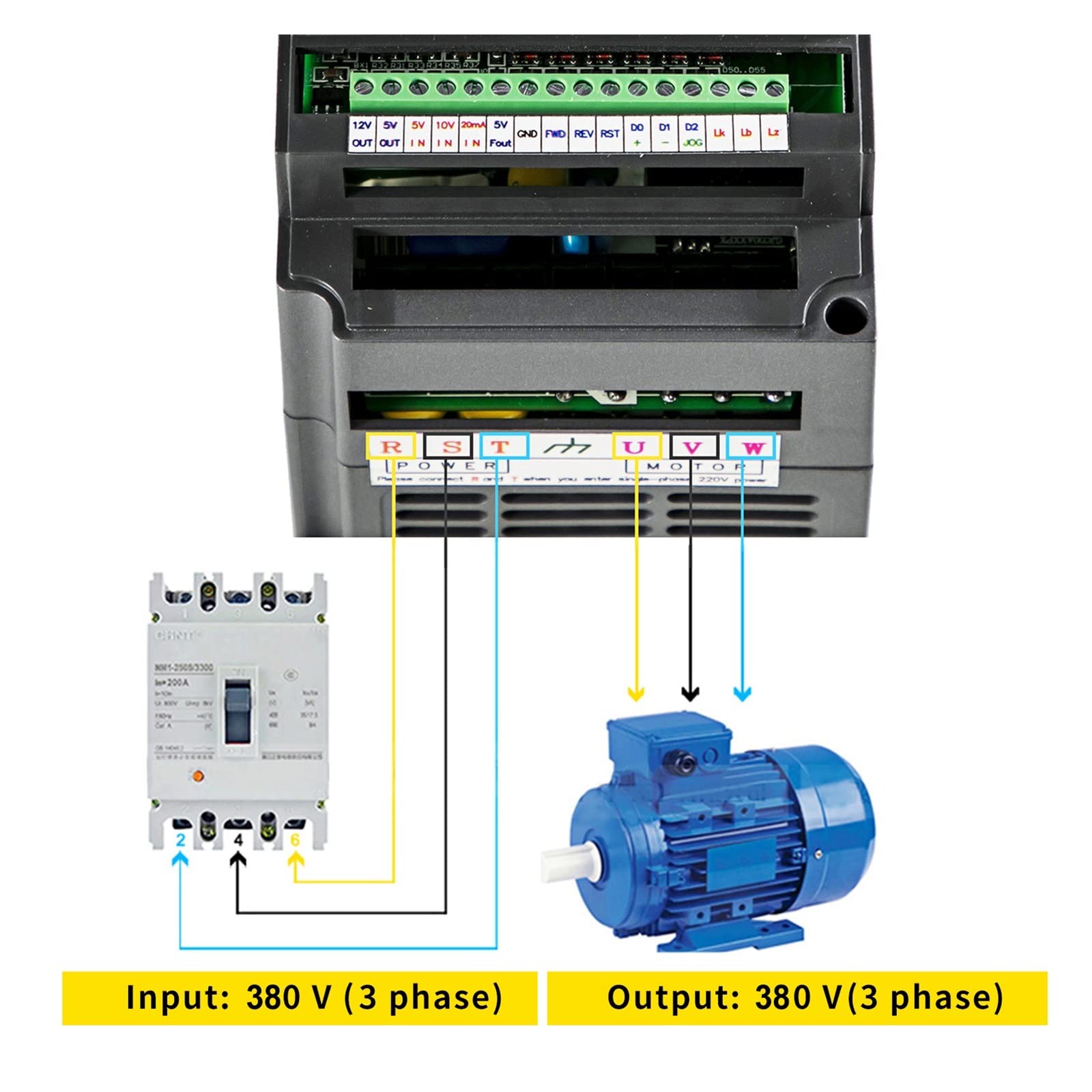 2.2KW 4KW falownik o zmiennej częstotliwości 380V przetwornica częstotliwości wyjściowej 3P ekonomiczny regulator prędkości silnika wrzeciona VFD(4KW 380V)