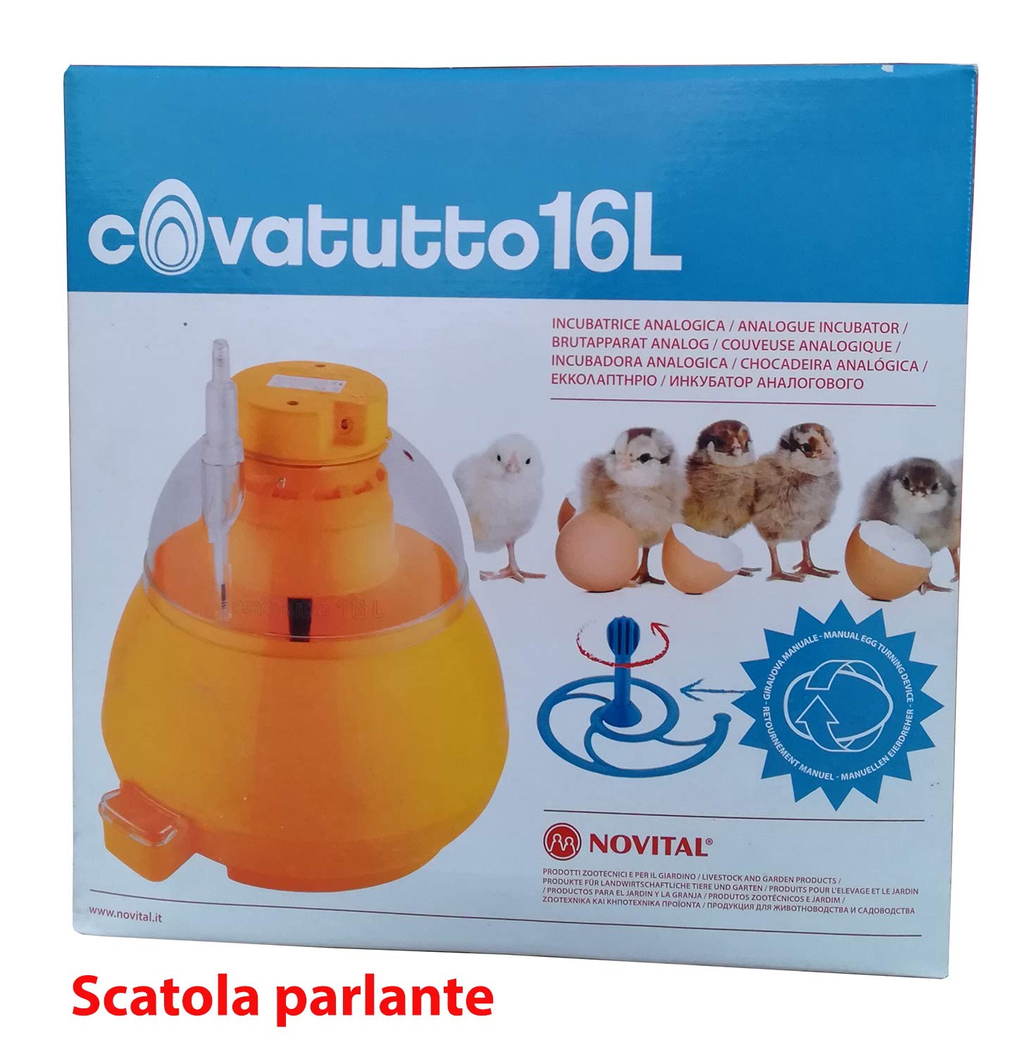 Montidistribuzione Incubatrice per Uova di Avicoli, Selvaggina, Canarini, Pappagalli, Rettili, Tartarughe. Girauova Manuale. Pronta all'Uso. Guanti da Lavoro NBR in Omaggio