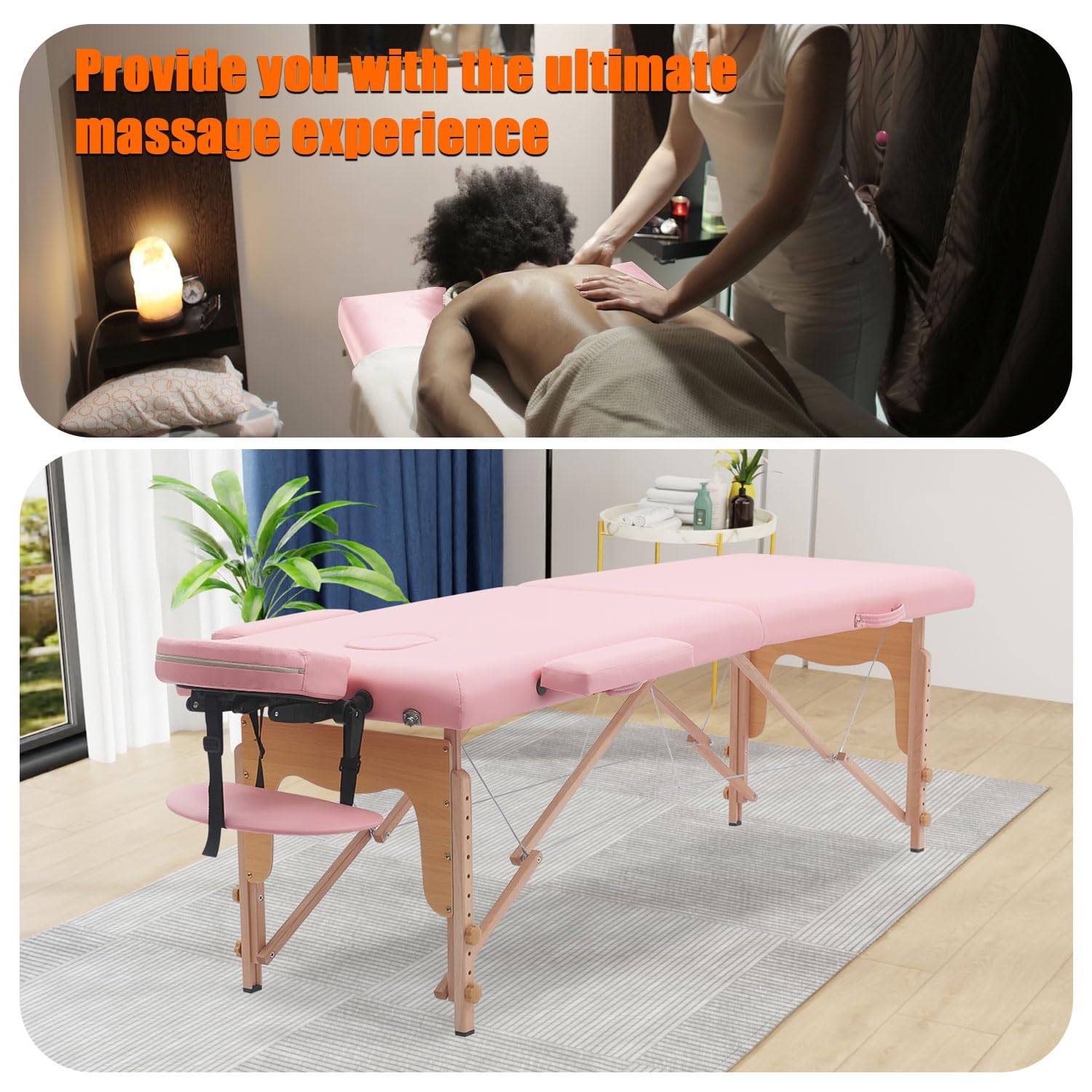 VIRRMO 2-Fold Portable Massage Table with Neck Stretcher