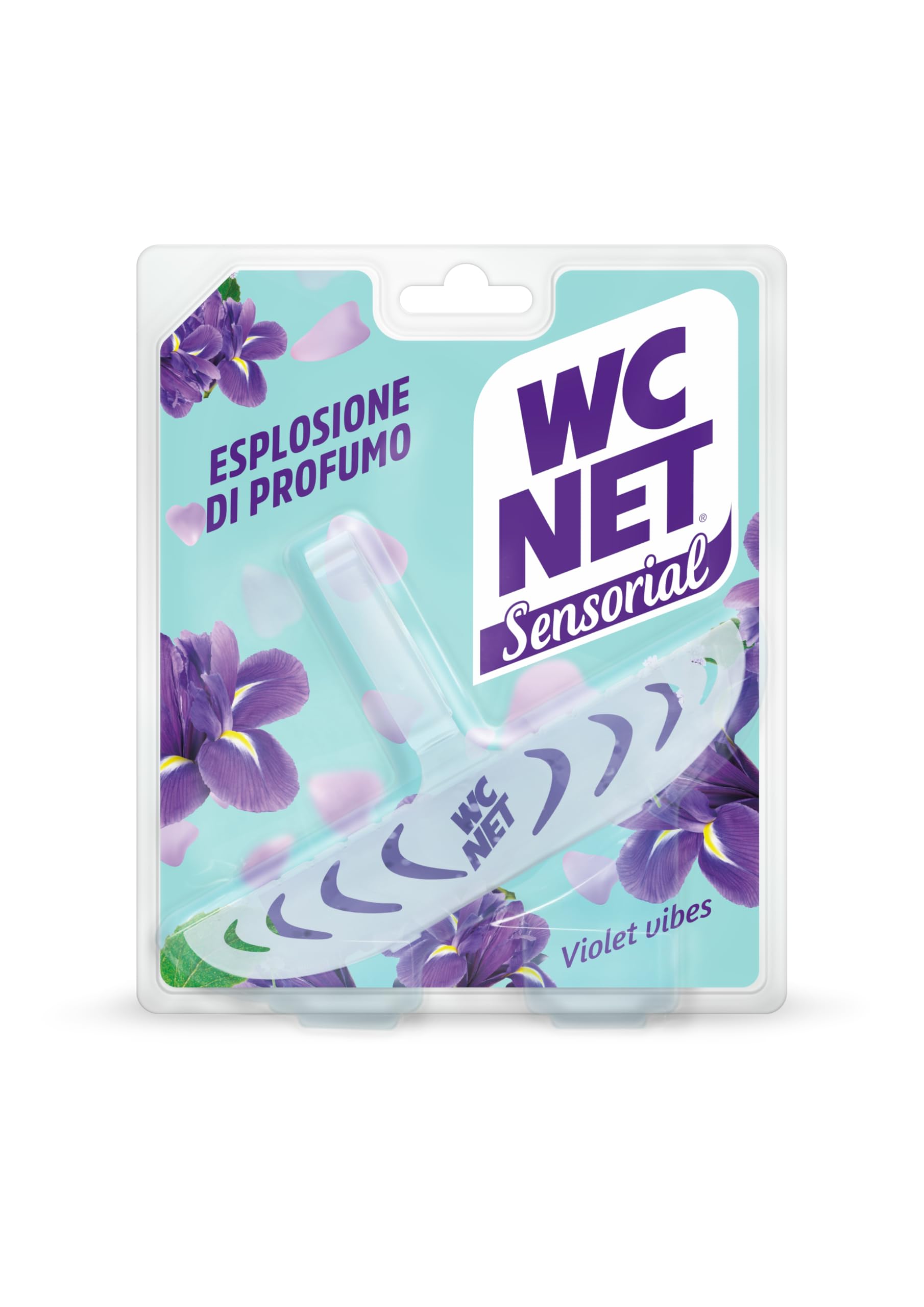 Wc Net - Tavoletta Sensorial Violet Vibes, Detergente Igienizzante Solido per WC, Esplosione di Profumo Iris e Patchouli, Azione Anticalcare e Pulito